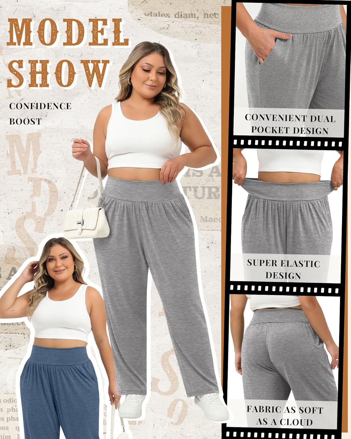 4 Pack Women's Plus Size Yoga Pants Wide Leg High Waist Sweatpants Casual Baggy Joggers with Pockets Winter - Image 4