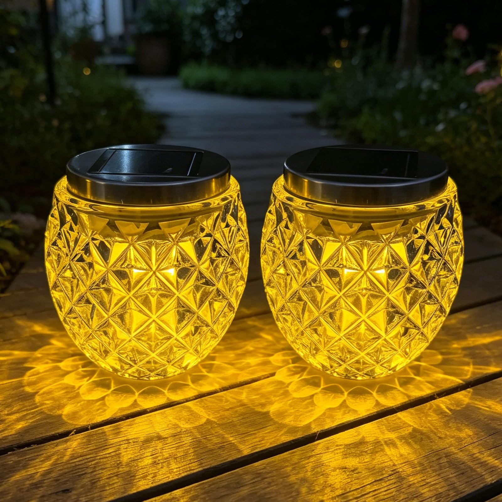 Lanterna Solare da Esterno,2 Pezzi Lampada Solare per Esterni da Tavolo 10 CM,Solarlampen für Außen,Lanterna Solare per Esterni,Lampade da Tavolo a Energia Solare,per Terrazza,Balcone
