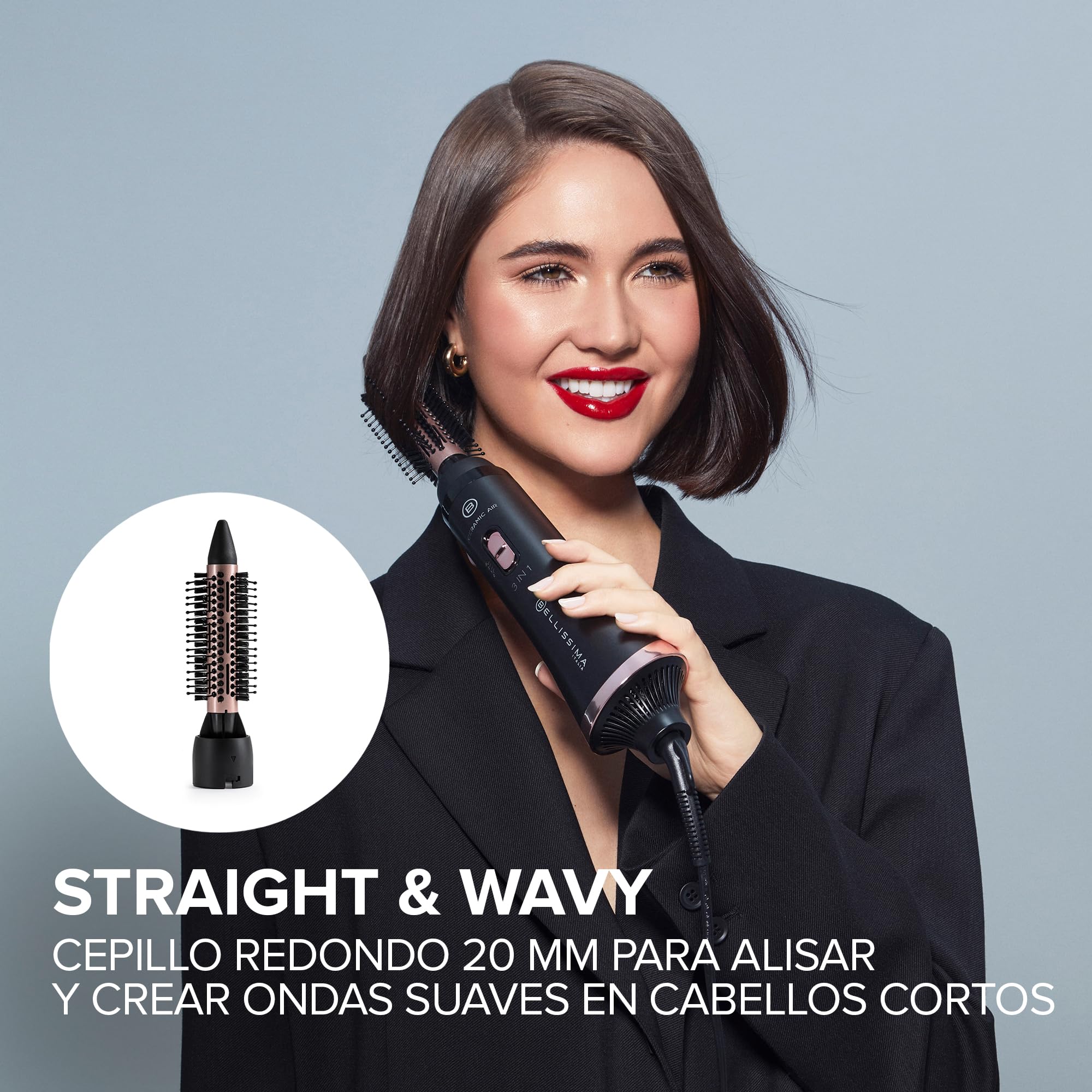 Bellissima Ceramic Air - Moldeador de aire caliente 3 en 1, para cabello corto y medio, 800 W, moldeado y secado, revestimiento cerámico, 2 combinaciones de aire/temperatura, chorro de aire frío