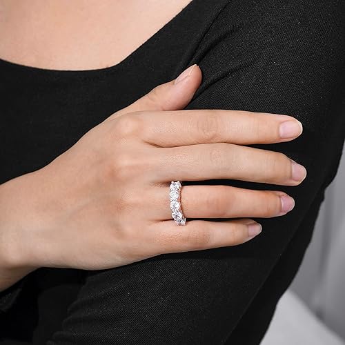 Miniatura 3 de Tienda Essentials Anillo de plata de ley de cinco piedras con circonita cúbica de corte redondo Infinite Elements (anteriormente colección Tienda)