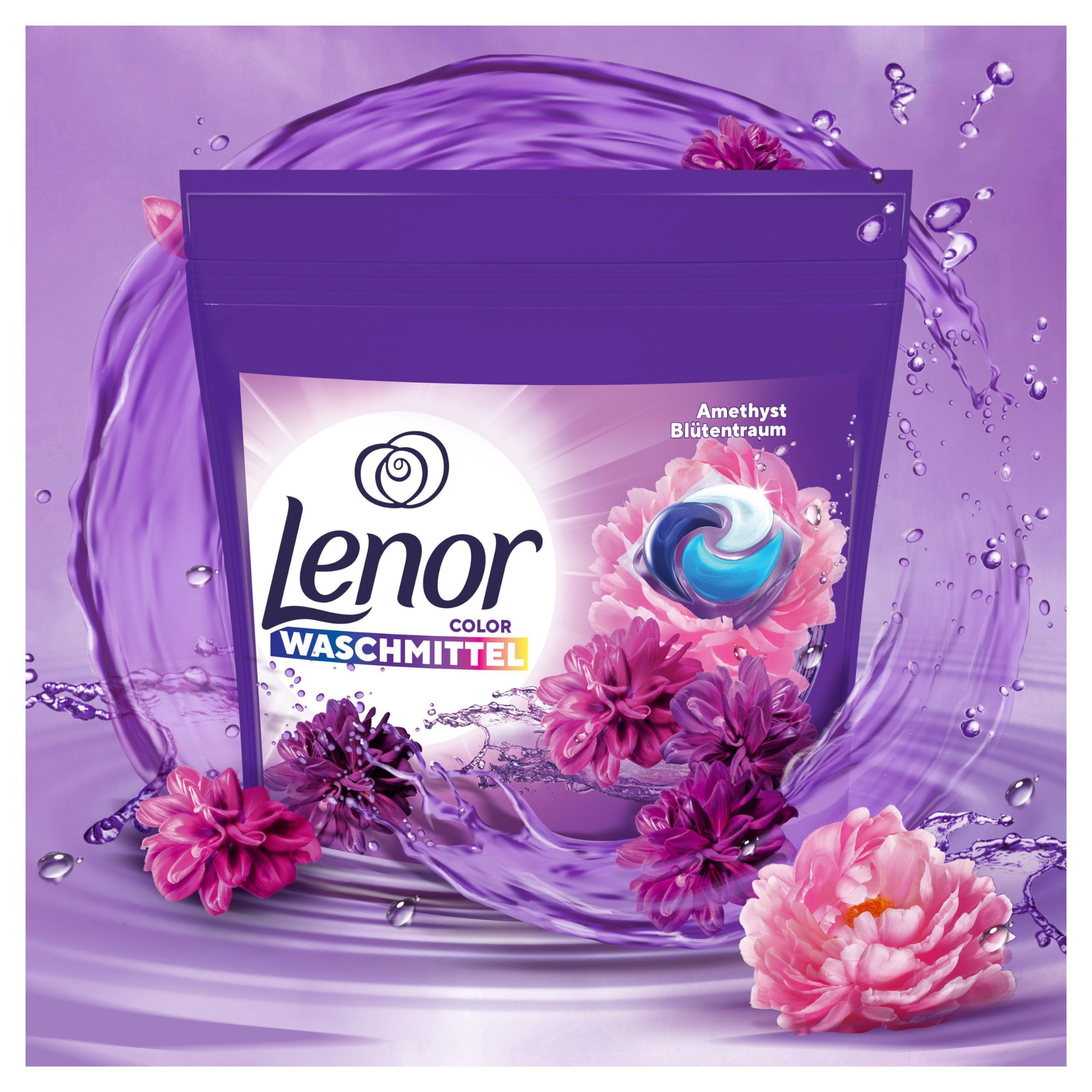 Lenor Waschmittel PODS All-in-1, 104 Waschladungen, Amethyst Blütentraum, Color Waschmittel, Langanhaltende Frische und Tiefenreinigung selbst bei niedrigen Temperaturen