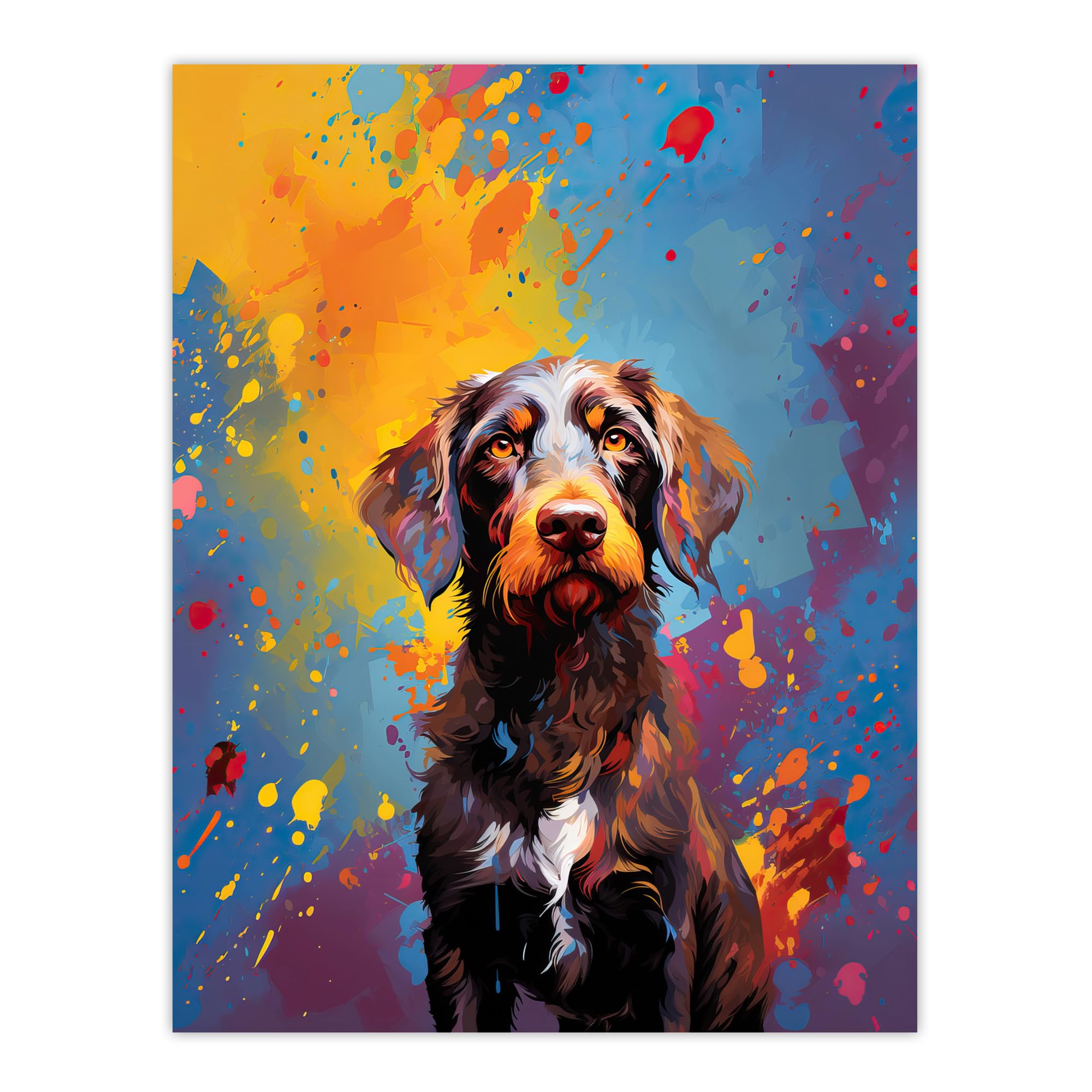 Artery8 Wirehaired German Pointer Dog Lover Gift Pet Portrait Blue Orange Purple Artwork Painting Extra Large XL Wall Art Poster Print