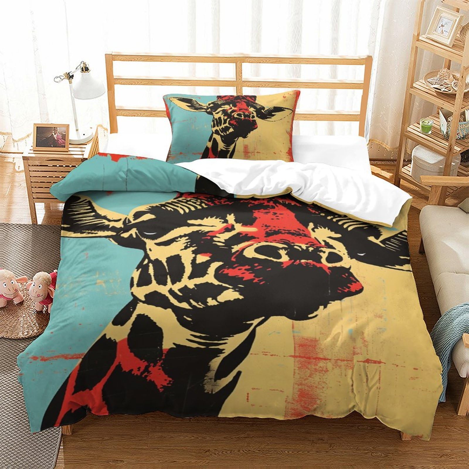 Housse de couette girafe microfibre douce contre la transpiration nocturne
