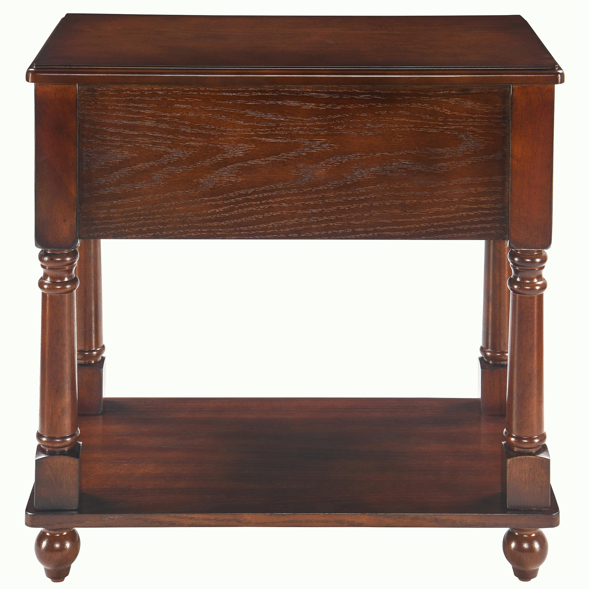 PADMA HOUSE Schmaler Beistelltisch mit Schublade und Ablagefläche, Massivholz Sofa Nachttisch, Schlank neben Tisch 56L x 33W x 56,7H werkzeuglose Montage (Dunkel Walnut)