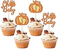 Vista 1 de 24 decoraciones de calabaza Oh Baby para cupcakes con purpurina de calabaza para cumpleaños, baby shower, decoración de pastel de cumpleaños, baby