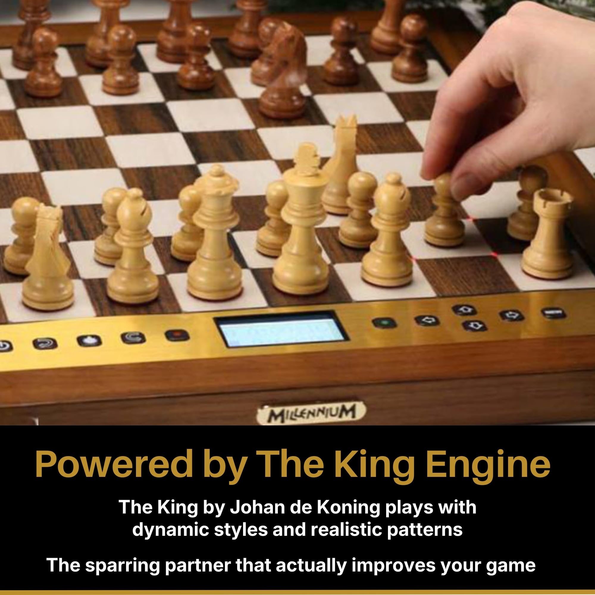 The King Competition Komputer szachowy - przyjazny dla użytkownika, dla całej rodziny i entuzjastów szachów, z automatycznie regulowaną siłą gry; wyświetlacz LED ruchu