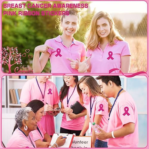 Miniatura 5 de Calcomanías de cinta rosa, 300 piezas de accesorios de concientización sobre el cáncer de mama, calcomanías para casco de fútbol para mujeres y
