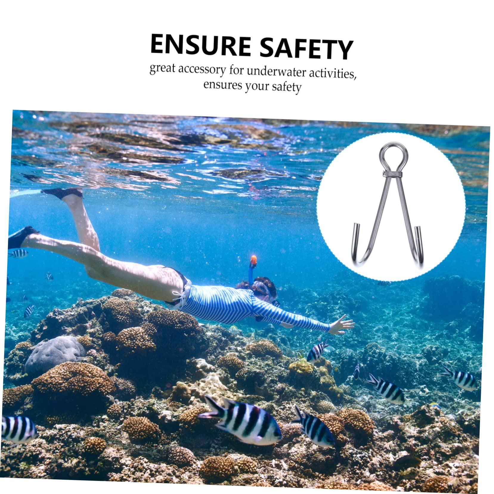 MUELODSIC 1Pc Stainless Steel Double Reef Hook for Scuba Diving Durable Dual Hook Design for Underwater Safety Easy Attachment to Gear for Photographers and Strong Currents