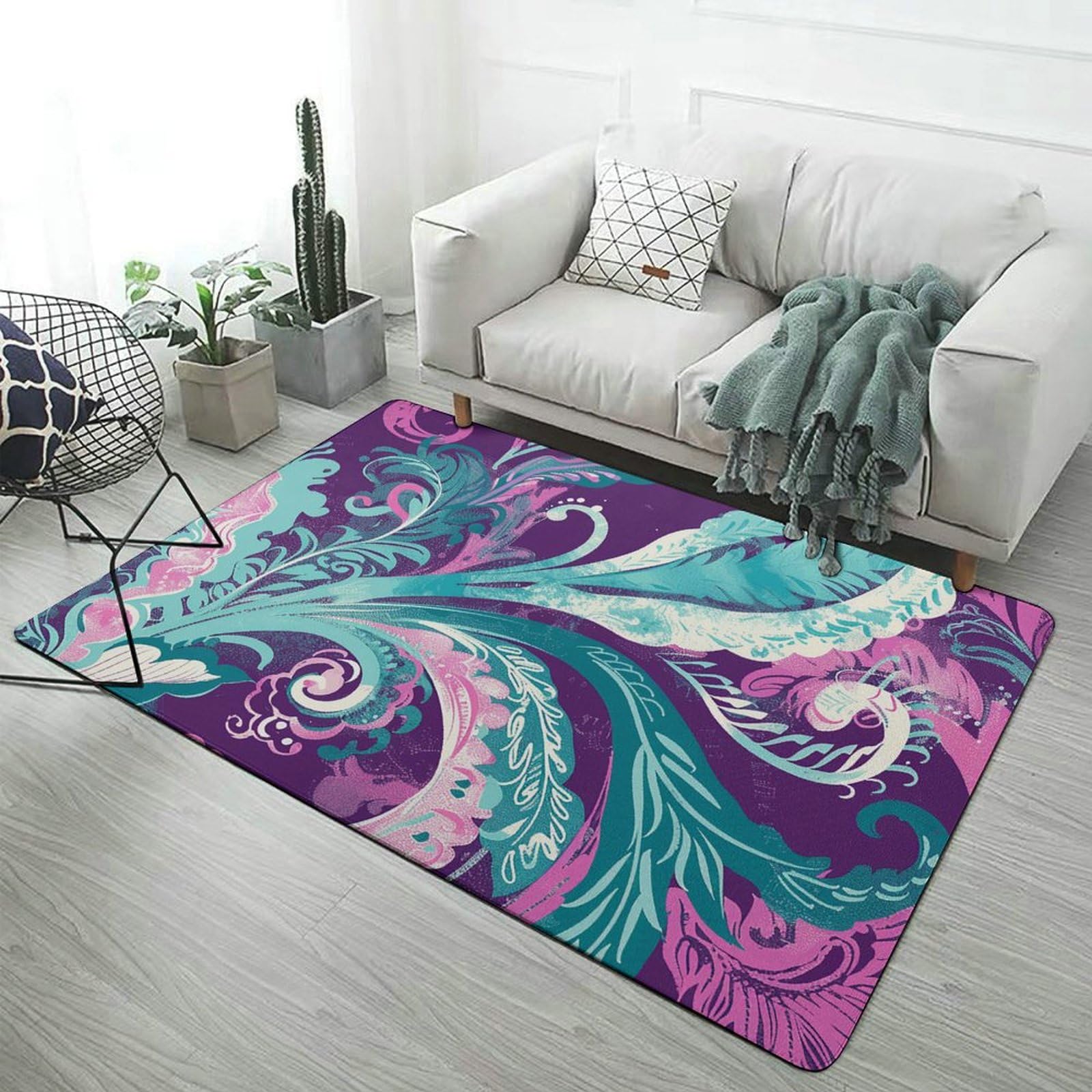 Tapis de sol absorbant et lavable cyan et magenta pour sublimer vos sols
