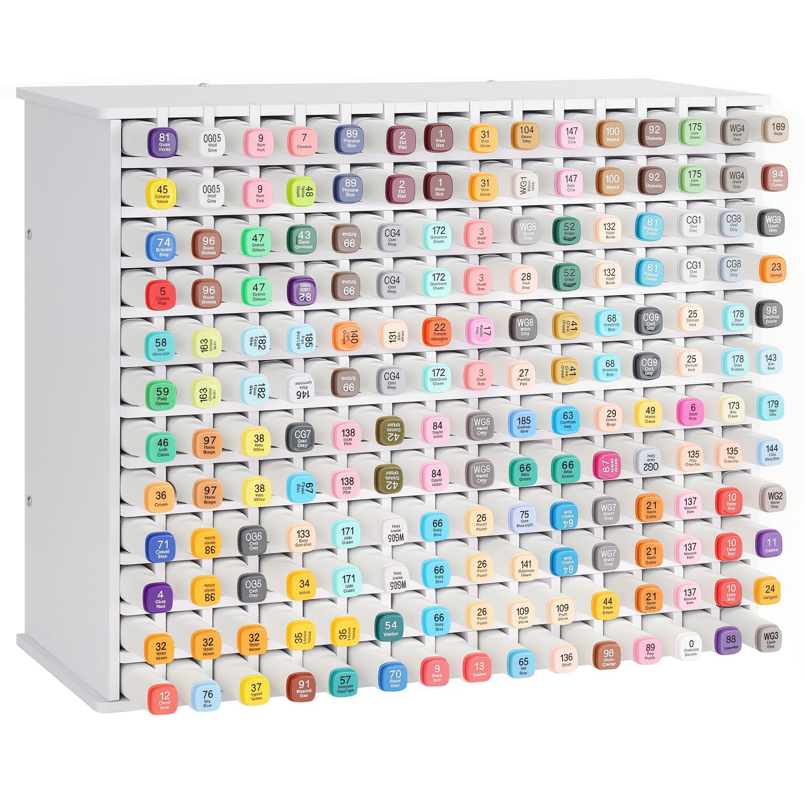 Nymblis Pen Storage Organiser, Marker Storage for 180 Markers, White Art Storage Rack for Watercolour Pencils, Pens, and Paint Brushes