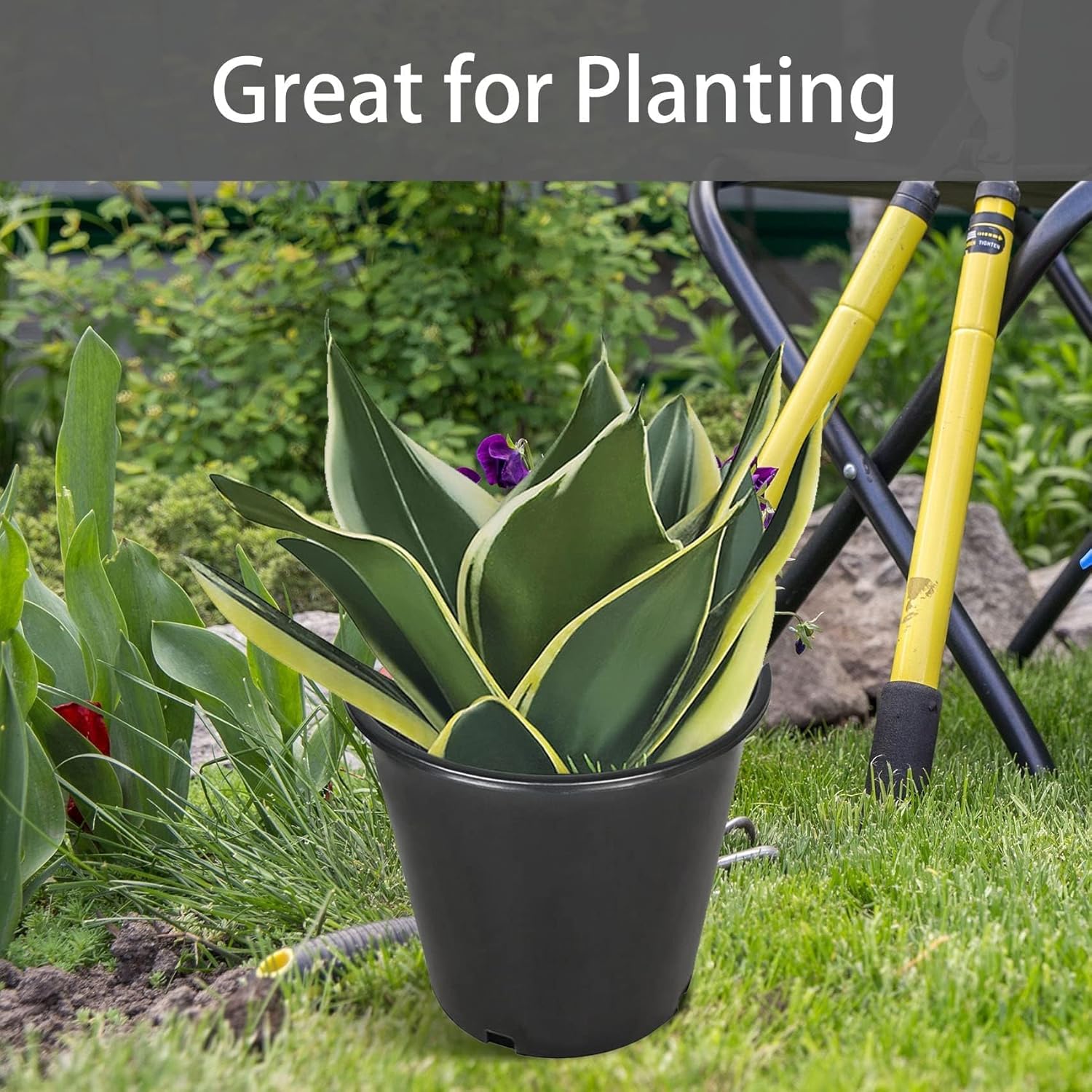 2 Gallon Plant Nursery Pot 10-Pack 2 Gallon Plastic Garden Planter Pots Flower Seedling Injection Molded Container Seed Starting Pot for Indoor Outdoor Plants Seedlings Vegetables Black
