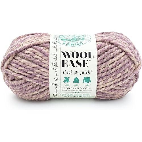 Lion Brand Yarn Wool-Ease Thick and Quick Yarn, Soft and Bulky Yarn for Knitting, Crocheting, and Crafting, 1 Pack, Bubbles