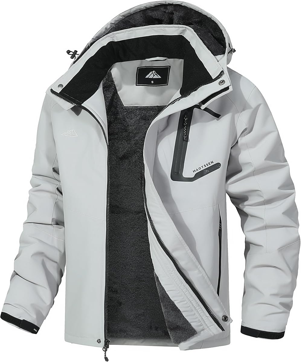 Chaqueta de esquí de montaña para hombre, impermeable, abrigo de invierno, chaqueta de snowboard cálida, cortavientos con capucha para senderismo