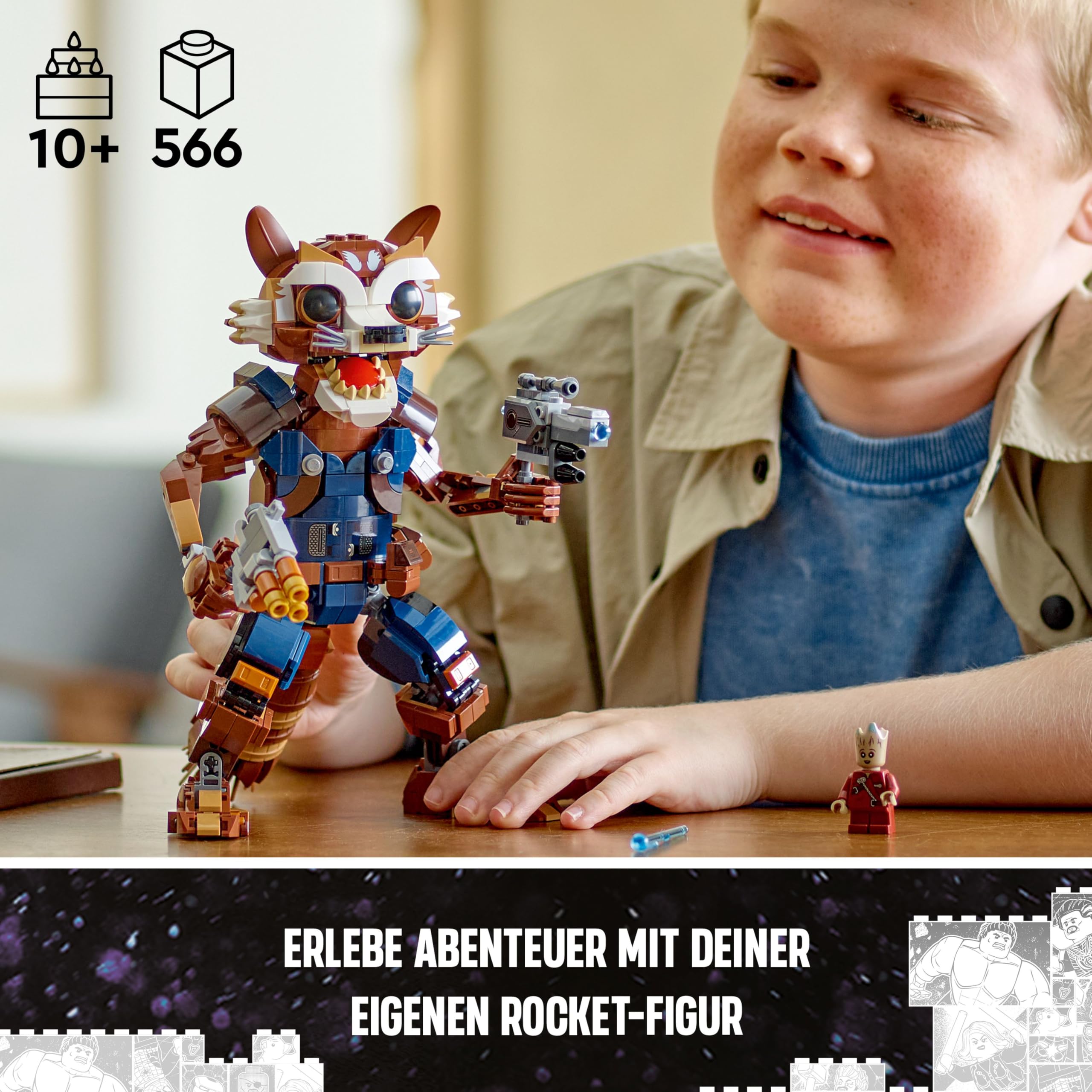 LEGO | Marvel Rocket & Baby Groot - Baubares Superhelden Spielzeug für Kinder aus Marvel Studios' Guardians of the Galaxy - Figur für Rollenspiele - Geschenk für Jungs und Mädchen ab 10 Jahren - 76282