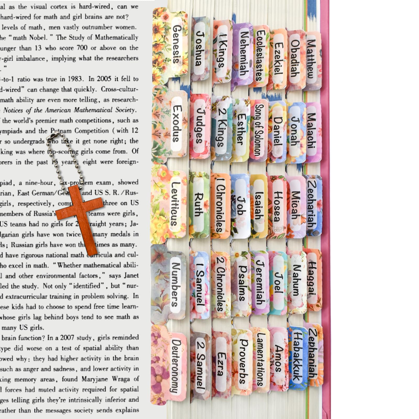 VANRA Bloom Floral Bible Tabs for Women Study Bible 75 Peel-and-Stick Large Print Laminated Bible Index Tabs Flower Bible Journaling Supplies Accessories Book Summaries Labels