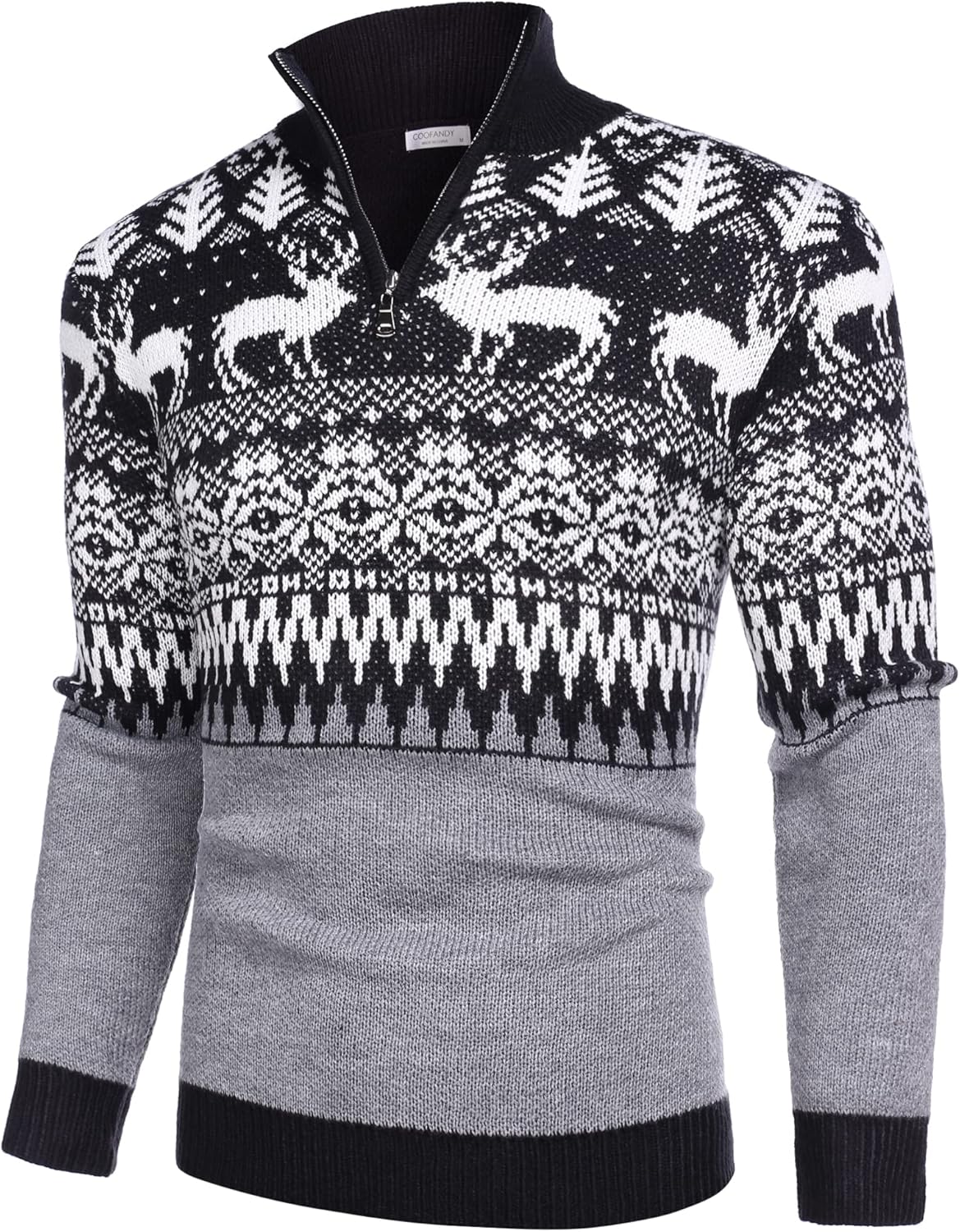 COOFANDY Men's Quarter Zip Pullover Sweater Casual Zip Up Polo Sweater Knit