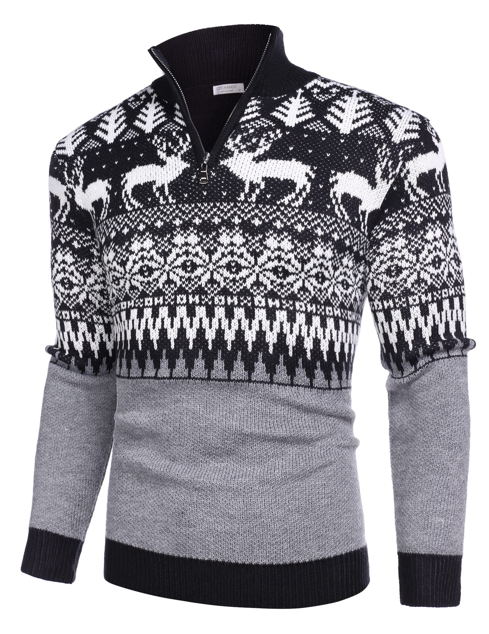 COOFANDY Pullover da uomo con cerniera a un quarto maglione casual polo maglione lavorato a maglia