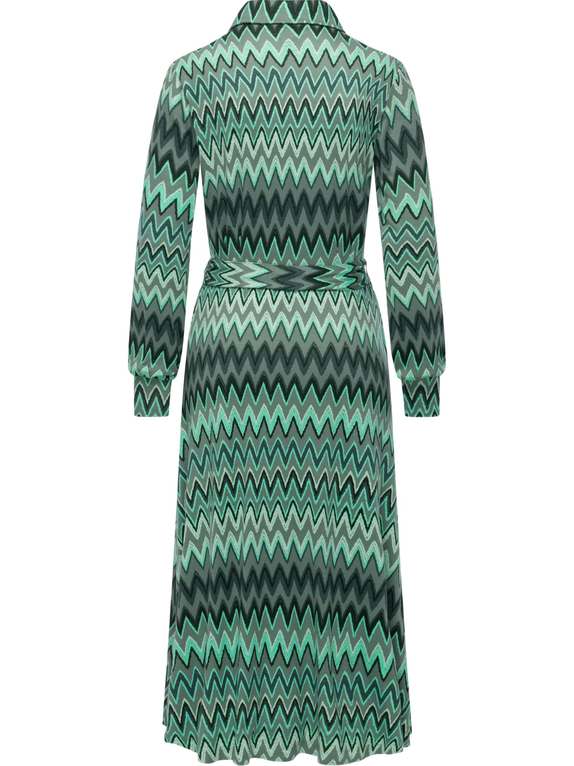 Ragwear Damska sukienka z długim rękawem, elegancka sukienka z dżerseju, sukienka bluzkowa z paskiem w talii i wyrafinowanym nadrukiem, XS-XXL
