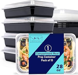 M&H OFFICIAL [10 Pack 1 Compartment Meal Prep Containers Reusable BPA Free Plastic Food containers with lids for Freezer Storage Boxes, Microwave, & Food prep -Stackable Bento Lunch Boxes (28 OZ)…