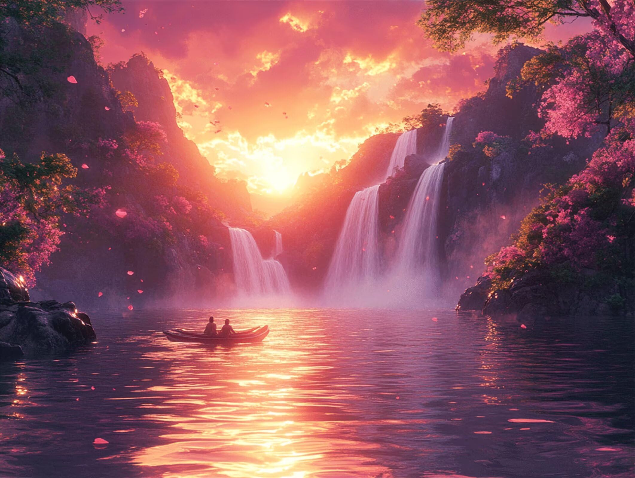 Pintar por Numeros Cascada Pinturas Acrilicas Atardecer Pintura por Numeros Lienzos para Pintar, Pintura Acrilica Manualidades, Decoración para Hogar, Regalos Cumpleaños, 90x120cm Sin Marco, q-718