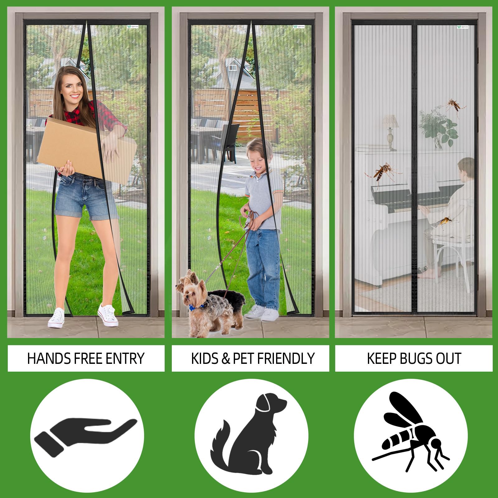 Zanzariera Magnetica 175x180cm, Zanzariera Porta Finestra Tenda Nero, Tenda Magnetica Si Impedisce agli Insetti, Facile da Installare, Chiusura Automatica per Balcone, Soggiorno, Cantine, Terrazze