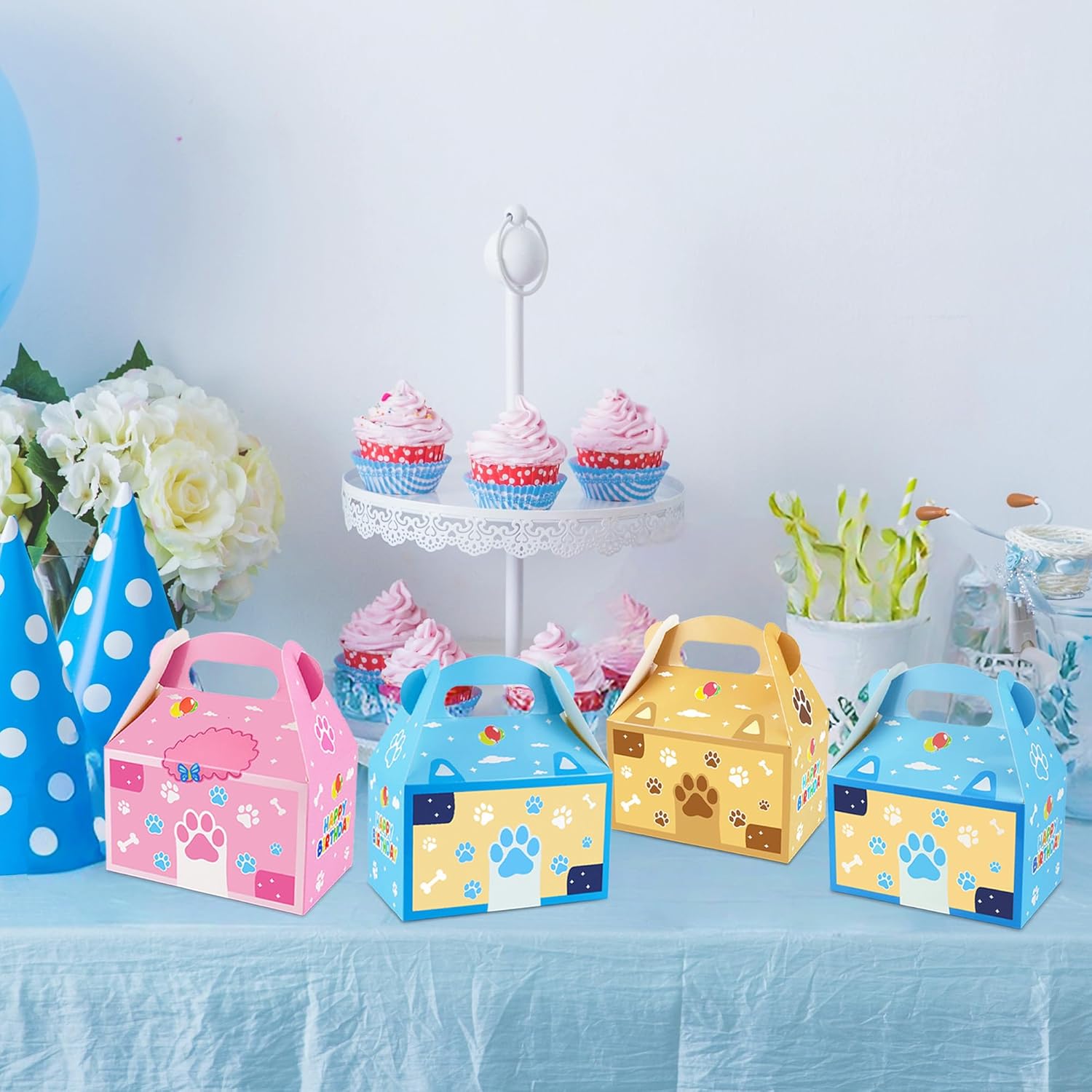 GLURUITE 18Pcs Cartoon Blue Dog Candy Bags Boys Girls Birthday Party Favor Box Blue Dog Theme Birthday Party Supplies - Image 6