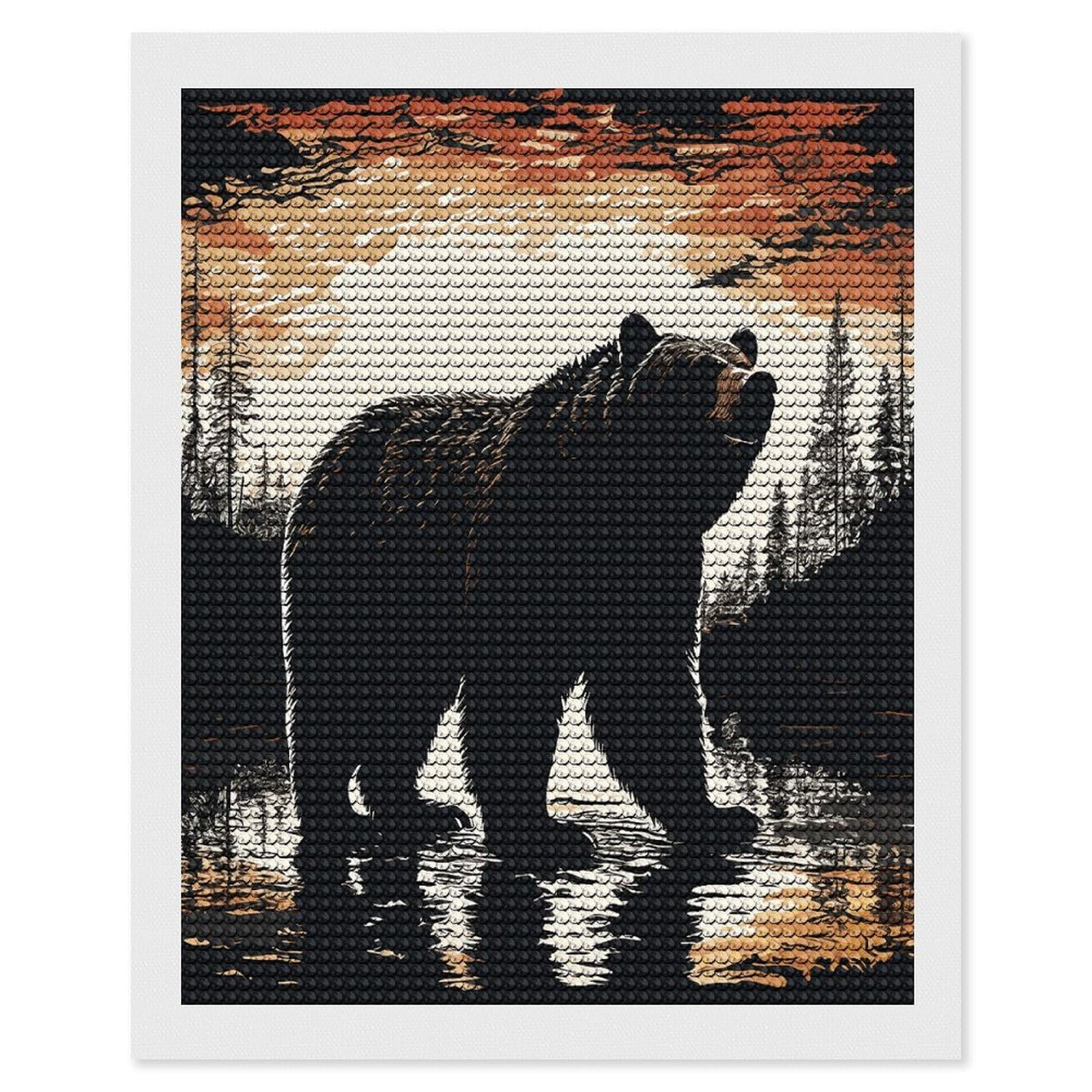 FekiLoot Bear Silhouette Diamond Art Kits for Adults Diamond Painting Kits for Beginners DIY Diamond Art Kits Round Full Drill Diamond Dot Gem Painting for Home Wall Decor Gift 16"x20"