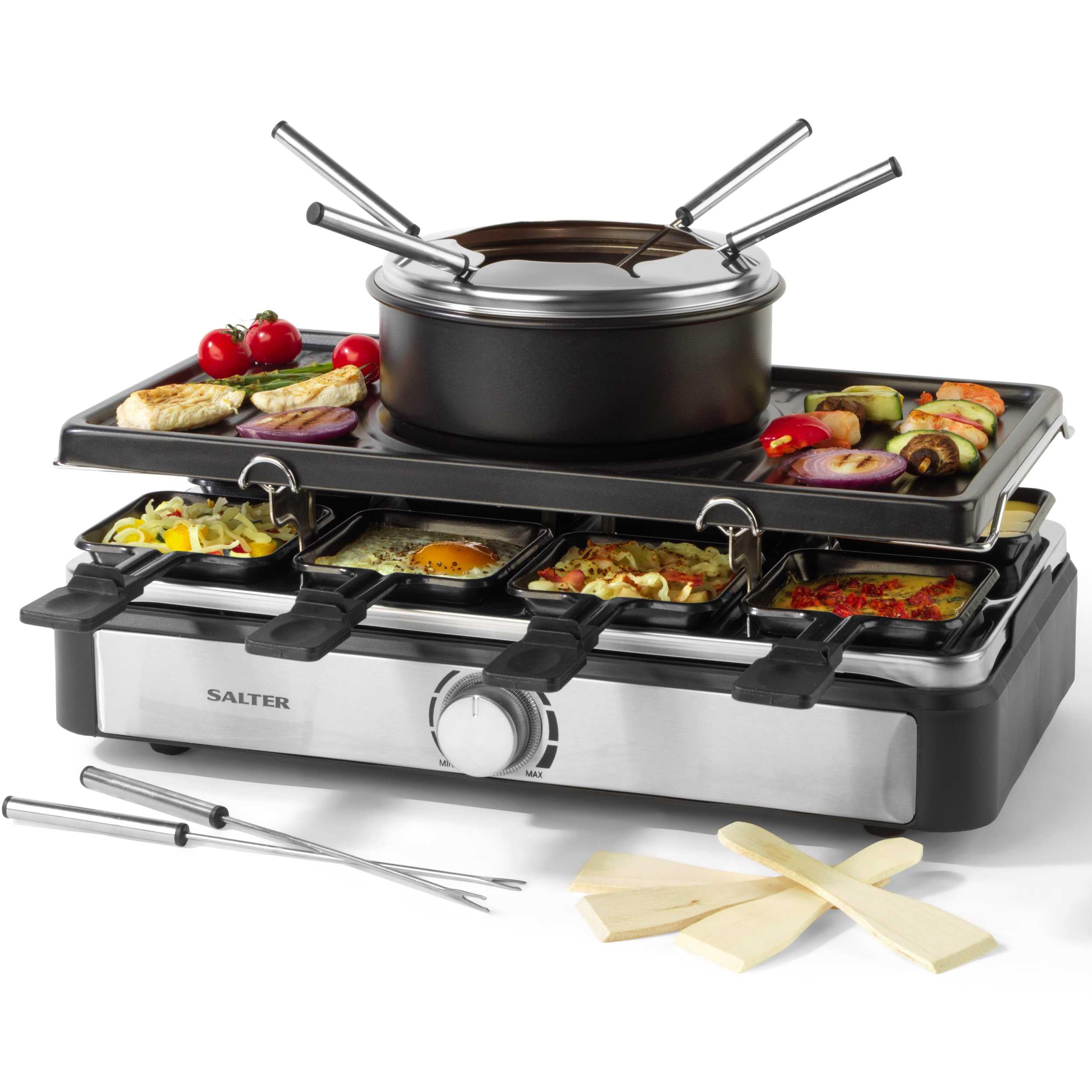 Salter 2-in-1 Raclette-Grill & Fondue-Set, elektrisch, 1400 W