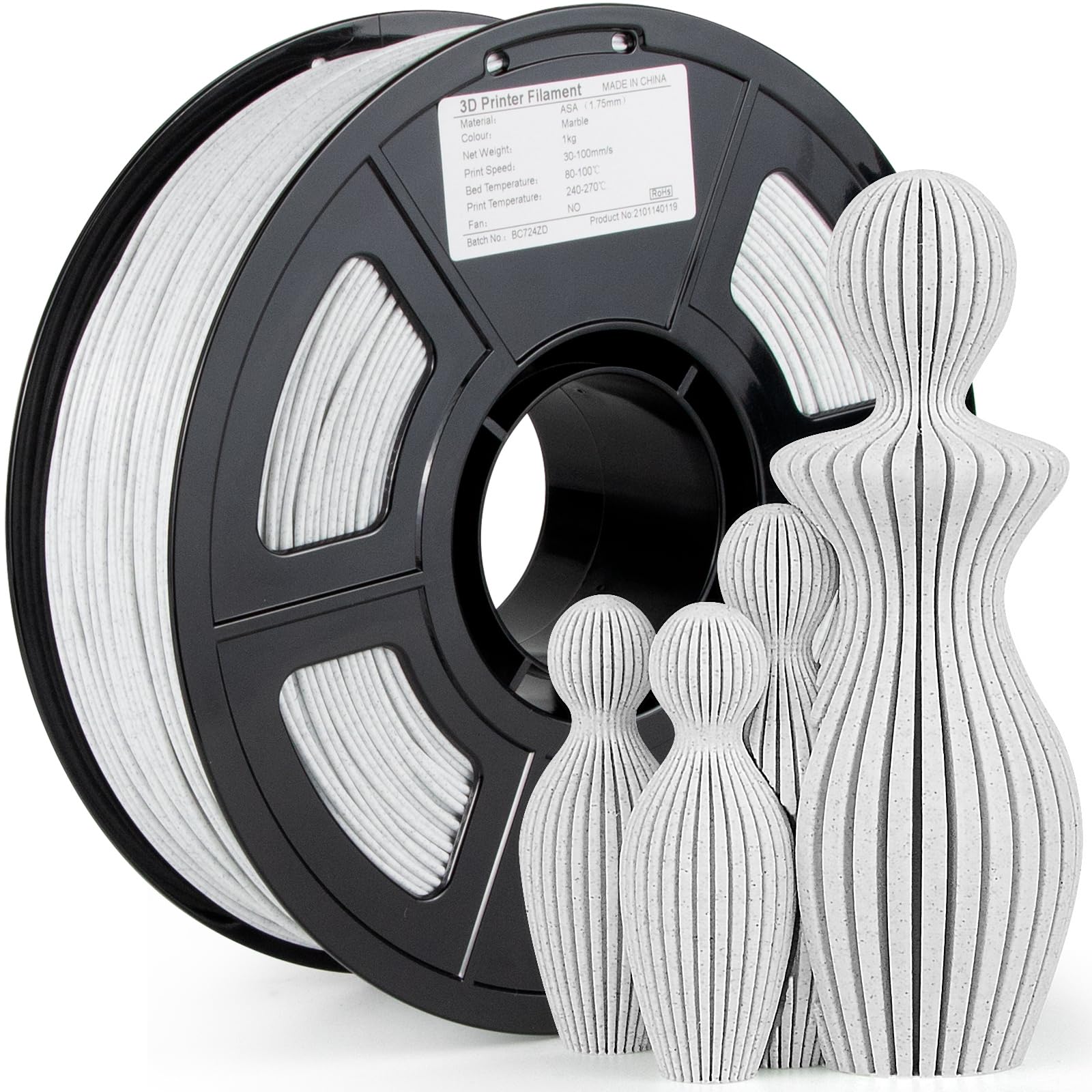 iSANMATE ASA Filament 1.75mm Marble 1KG, UV & Weather Resistant 3D Printer Filament Perfect for Outdoor Functional Parts, Dimensional Accuracy +/-
