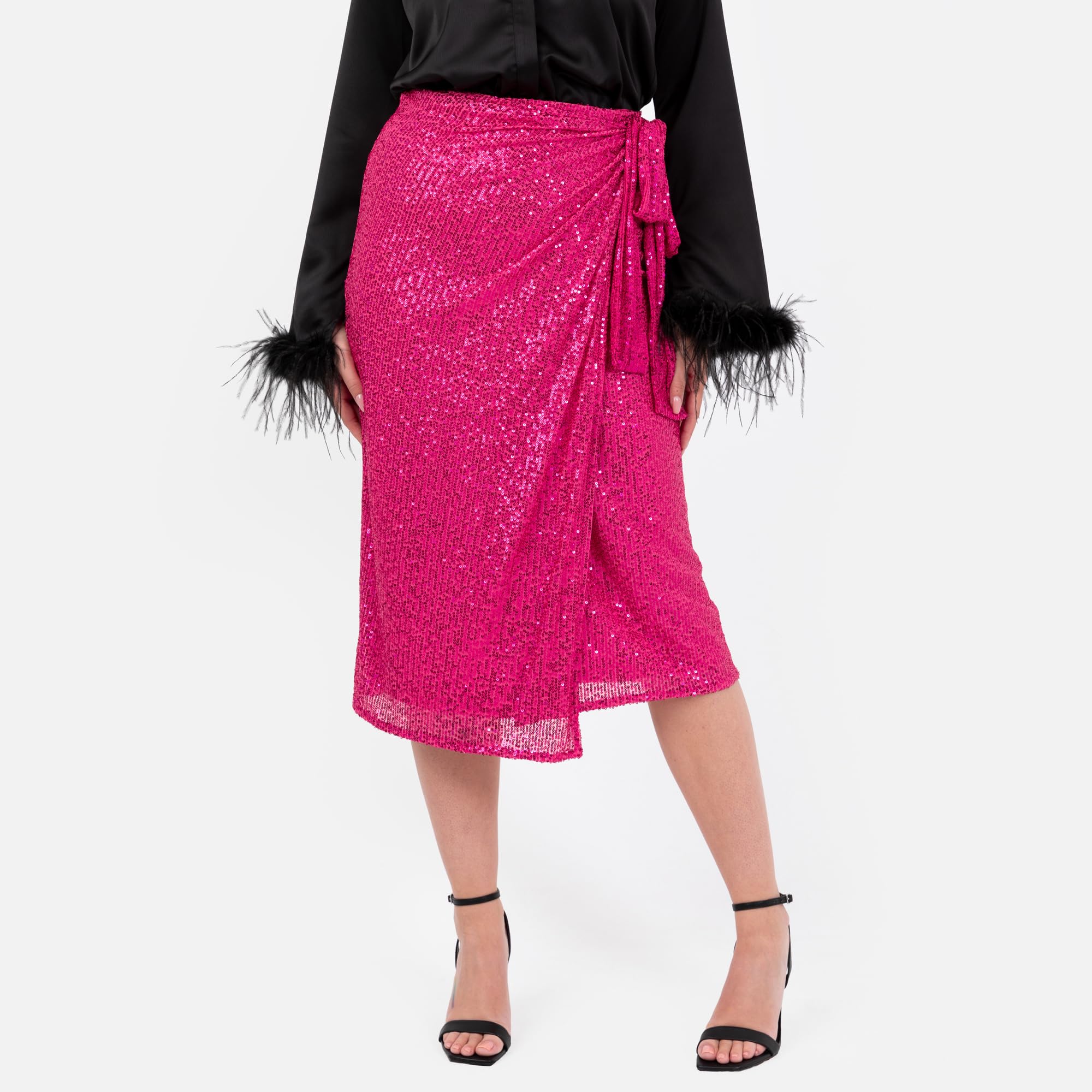 Lovedrobe Women's Midi Skirt Ladies Wrap Sequin Embellished Lined Evening Occasion Party Wear