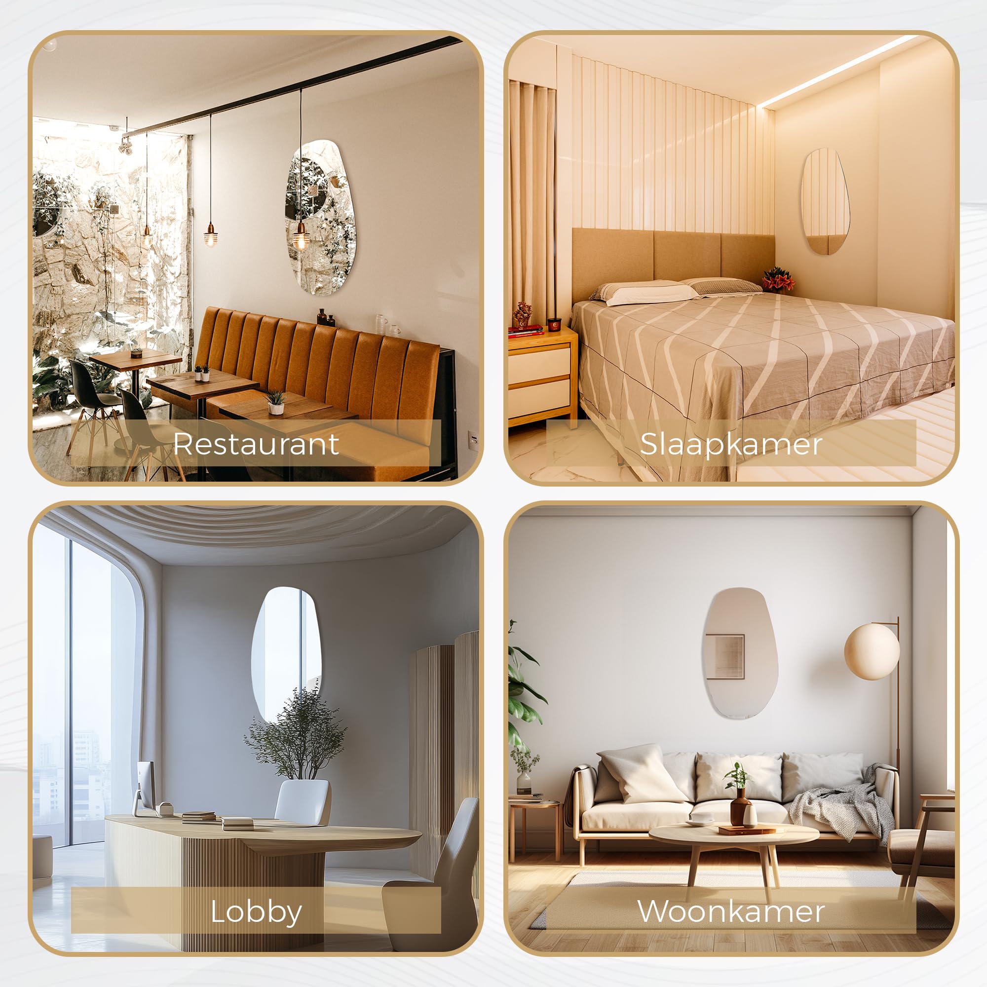 VIDISpecchio Elegante da Parete Asimmetrico | Decorativo Ovale 95 x 55 cm | Design Asimmetrico da Appendere | Specchio Moderno da Parete
