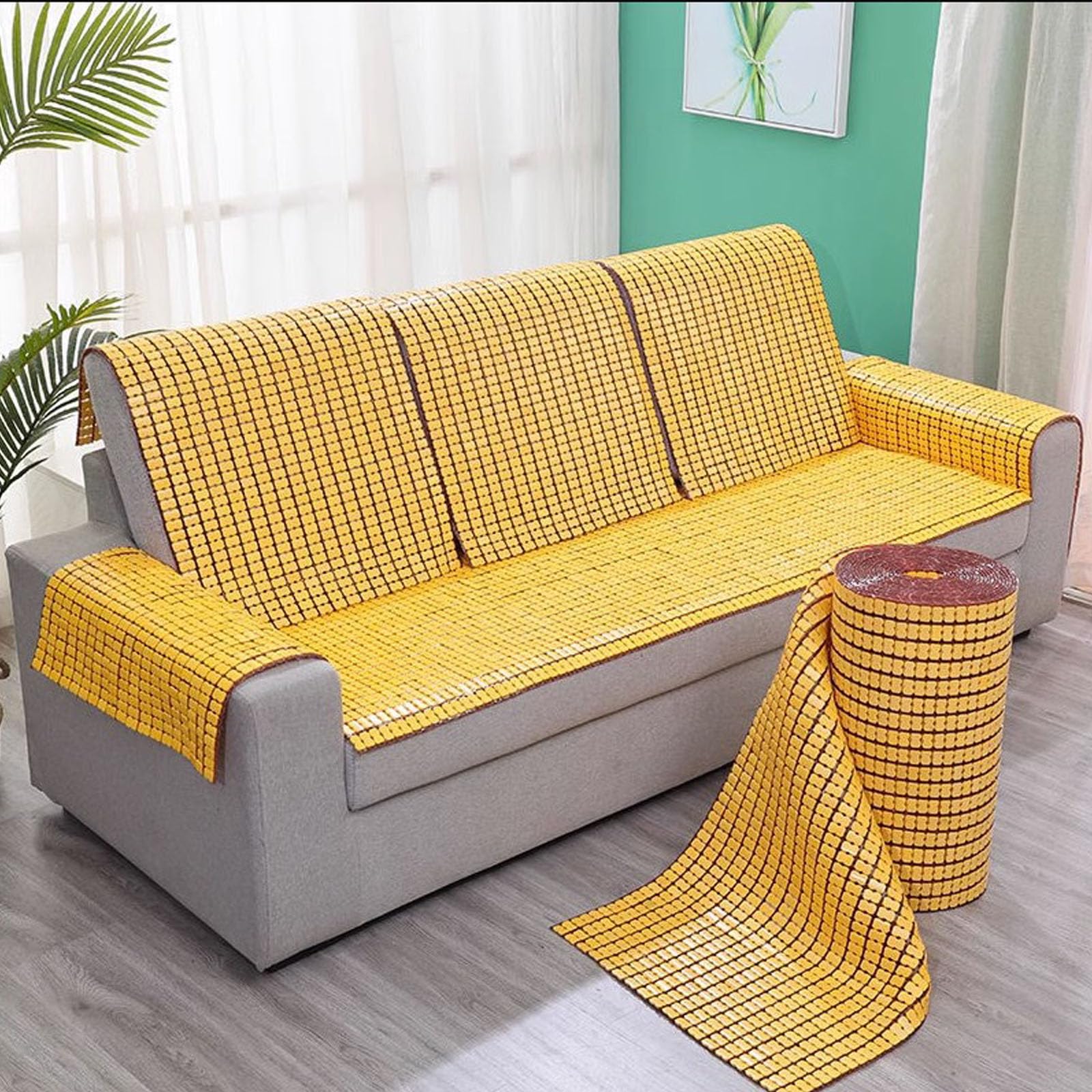 Nattes de Couchage d'été,Tapis de Lit en Bambou,Tapis Antidérapant en Bambou Naturel,Tapis de Mahjong Pliable,Lisse à Respirant,pour Chambre à Coucher Salon Canapé Lit (90x190cm)