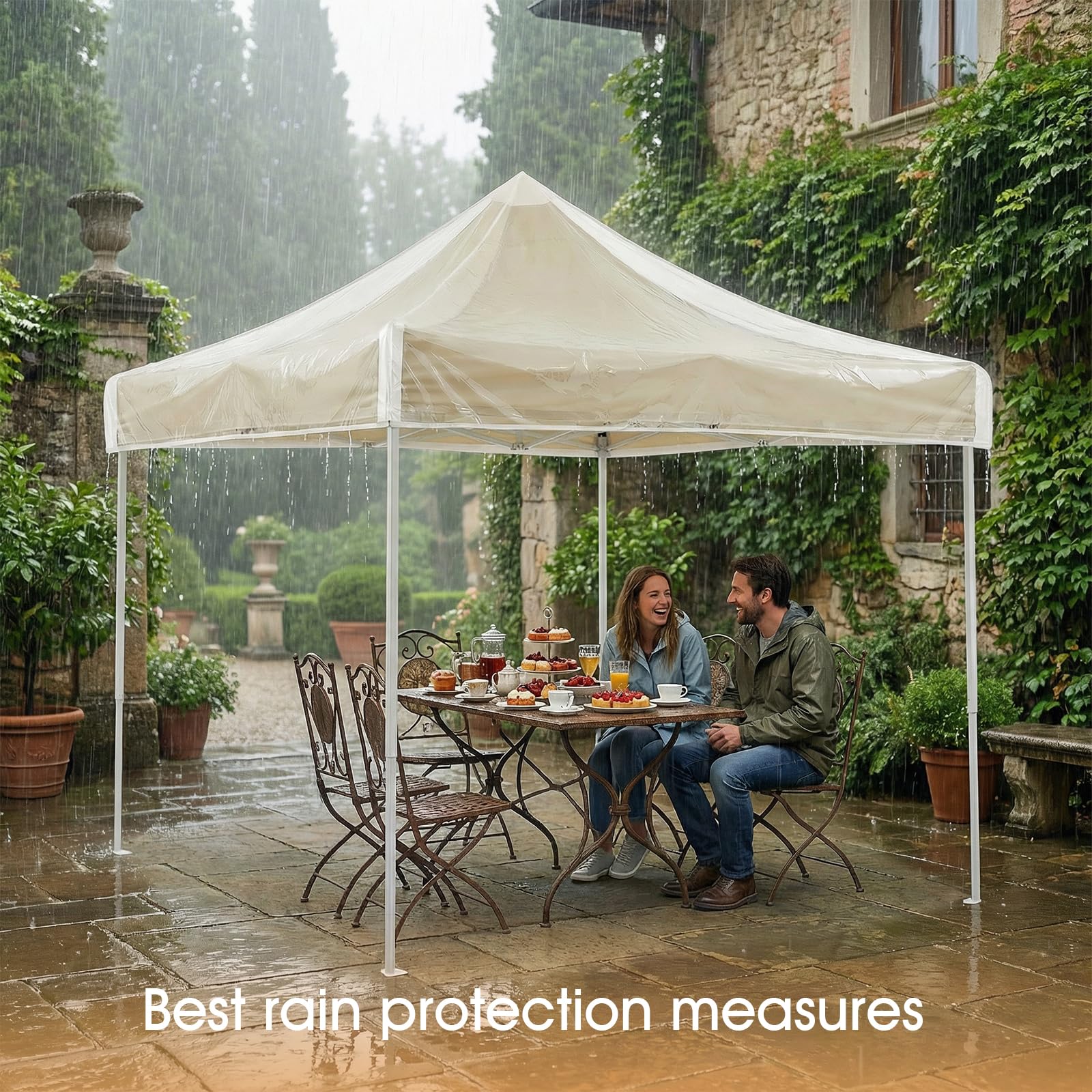 OKYUK Cubierta de repuesto transparente para cenador (PVC transparente, 3 x 3 m)