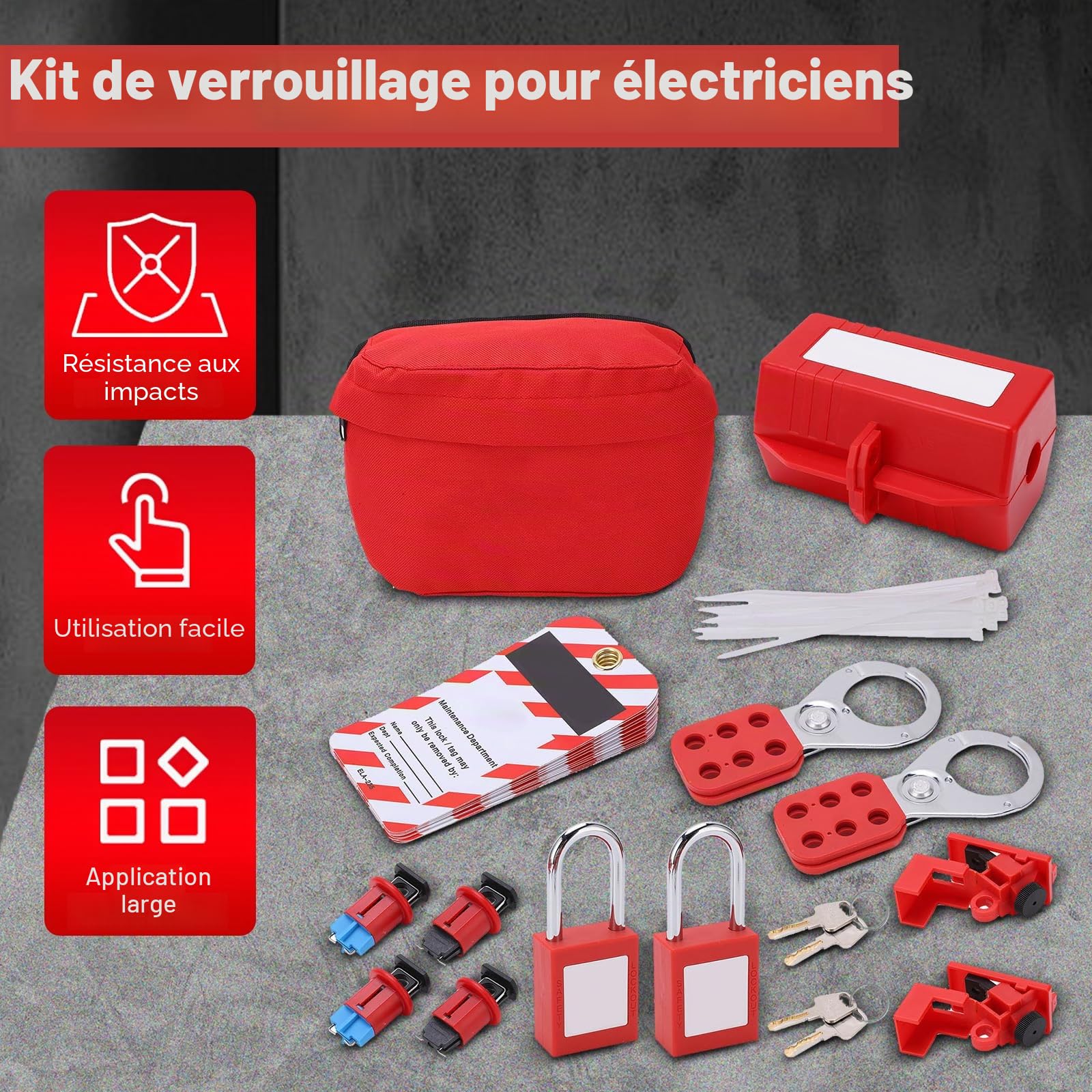 Kit de Verrouillage Électrique Professionnel,2026 VERSION AMÉLIORÉE Kit De Verrouillage,Cadenas De Verrouillage De Sécurité, Kit De Disjoncteur électrique,Pour Disjoncteurs et Énergie Industrielle