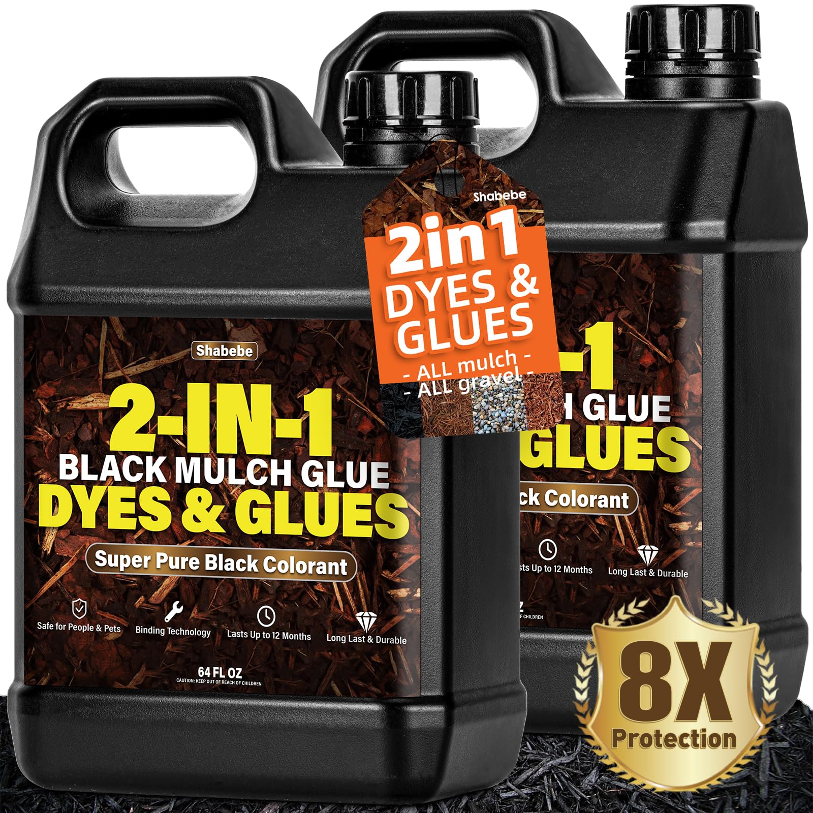 Mulch Glue - 1 Gallon Black Color 2-in-1 Mulch Dye & Glue for Landscaping, Super Strength Landscape Adhesive Landscape Lock, Fast-Dry, Non-Toxic, Mulch Binder Glue, Pea Gravel, Adhesive Max Mulch Glue