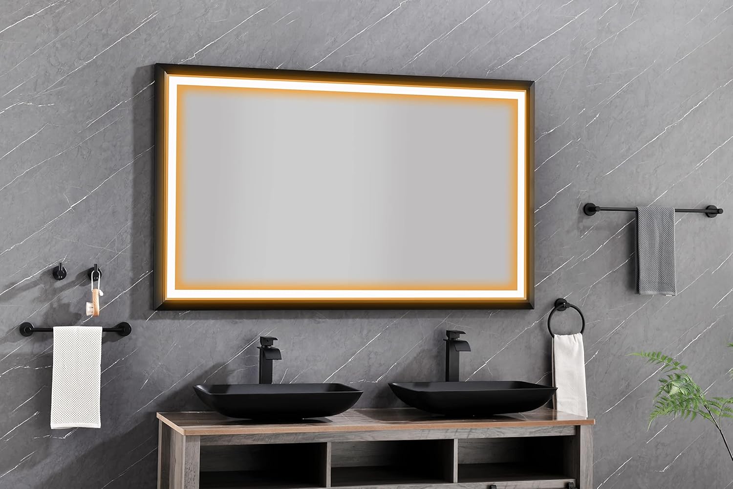 HomSof 60x 36 Inch Oversized Rectangular Black Framed LED