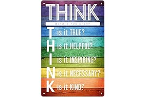 8 x 12 Funny Aluminum "Think Before You Speak" Sign-Inspirational Quote Classroom Posters