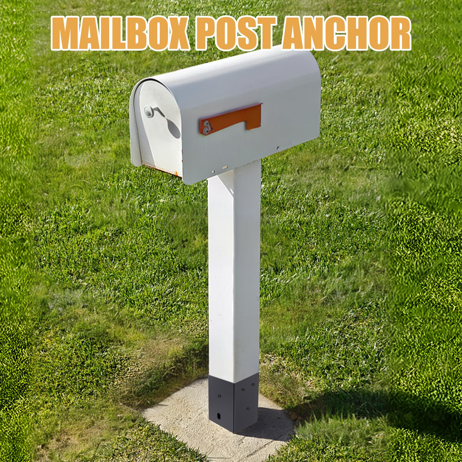 Soporte de base de poste de 4 x 4, 2 piezas (real de 3.6 x 3.6 pulgadas), anclaje de poste de hormigón 4x4, estaca de poste con recubrimiento en polvo negro para pérgola, cubierta, valla, buzón, etc.