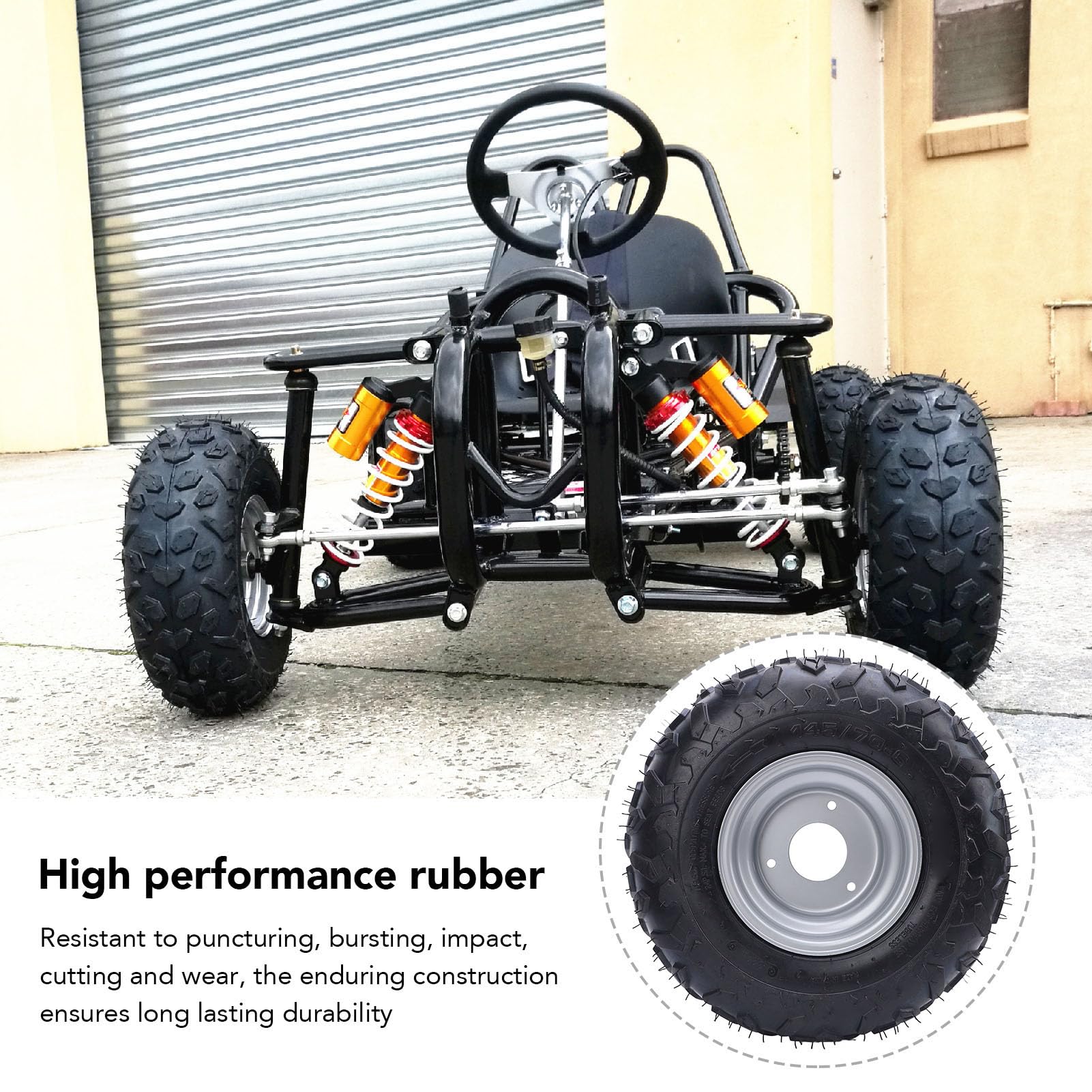 145/70 6 Opon Koła z Obręczy, 6 Cali ATV Go Kart Przednie lub Tylne Opony i Felgi do ATV, UTV, Quad, Off Road, Go Cart, 3 Otwory Montażowe