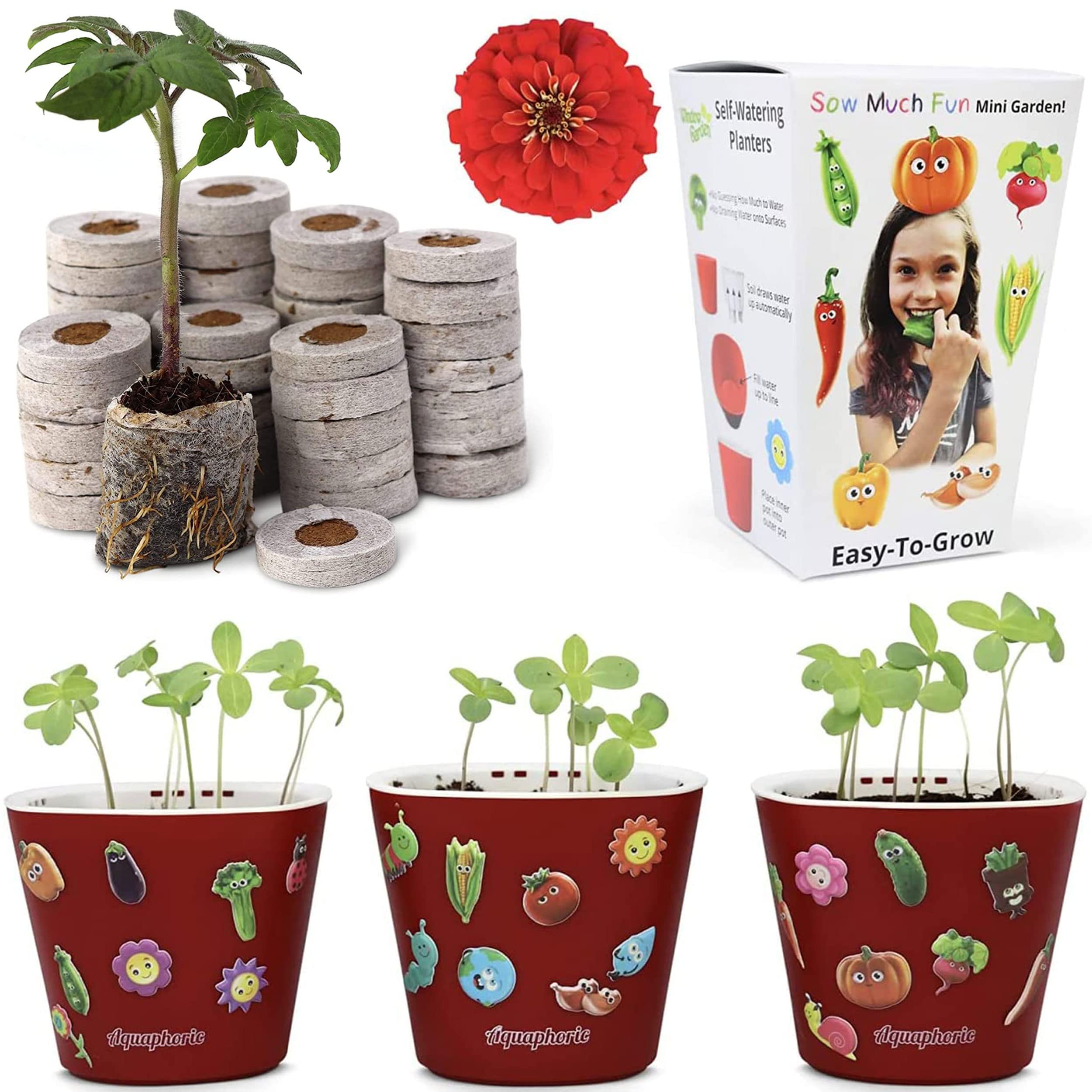 Window Garden Sow Much Fun Seed Starting, Flower Planting and Growing Kit for Kids Fiber Soil Direct Plant Seed Starters (36mm) – 48 Pods - use with Our Seed Starter Kit or Any Tray.