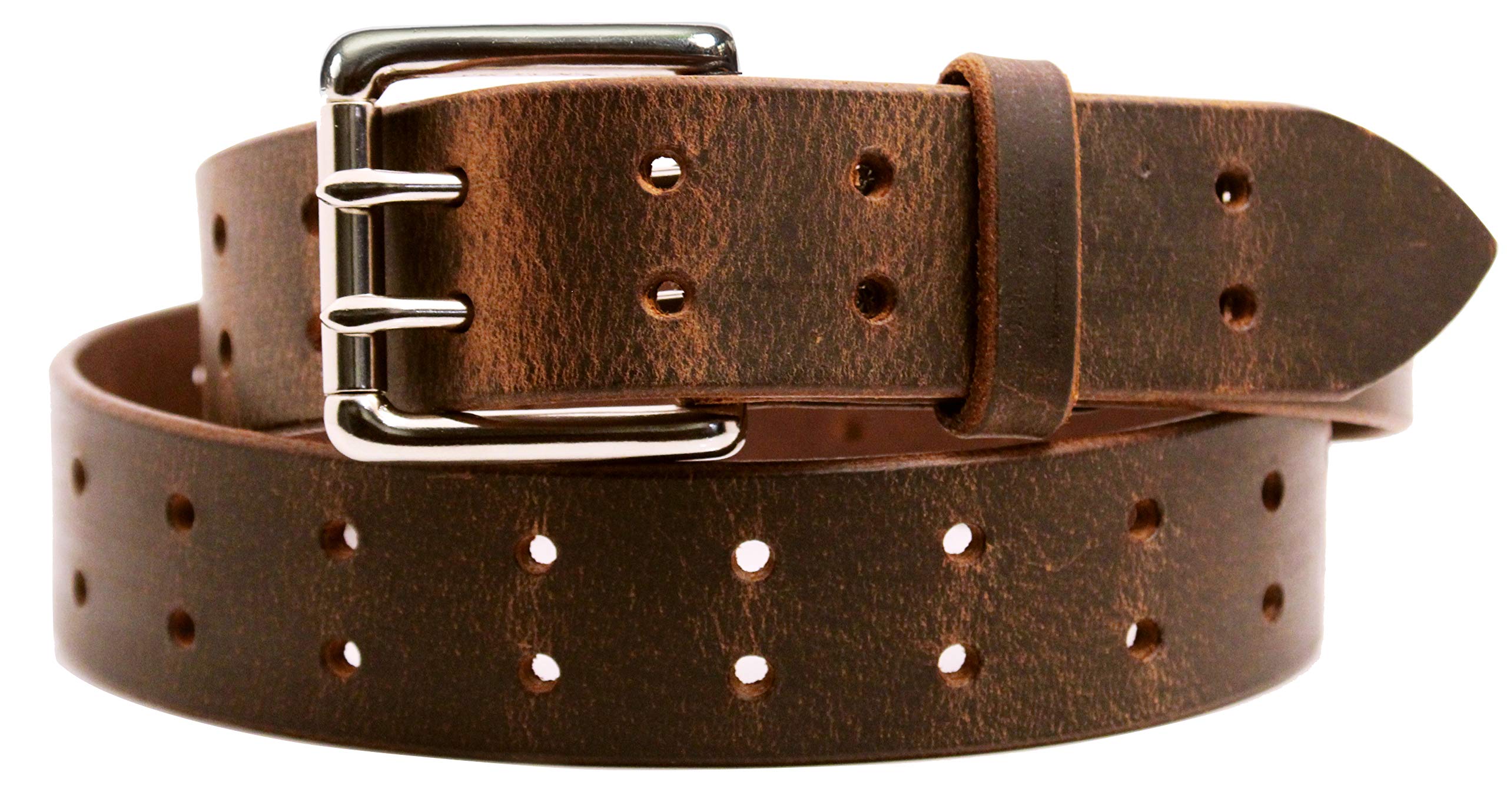 Two Prong, Heavy Duty, 1-1/2" Solid Leather Belt, Amish Made by Hand in Lancaster, PA