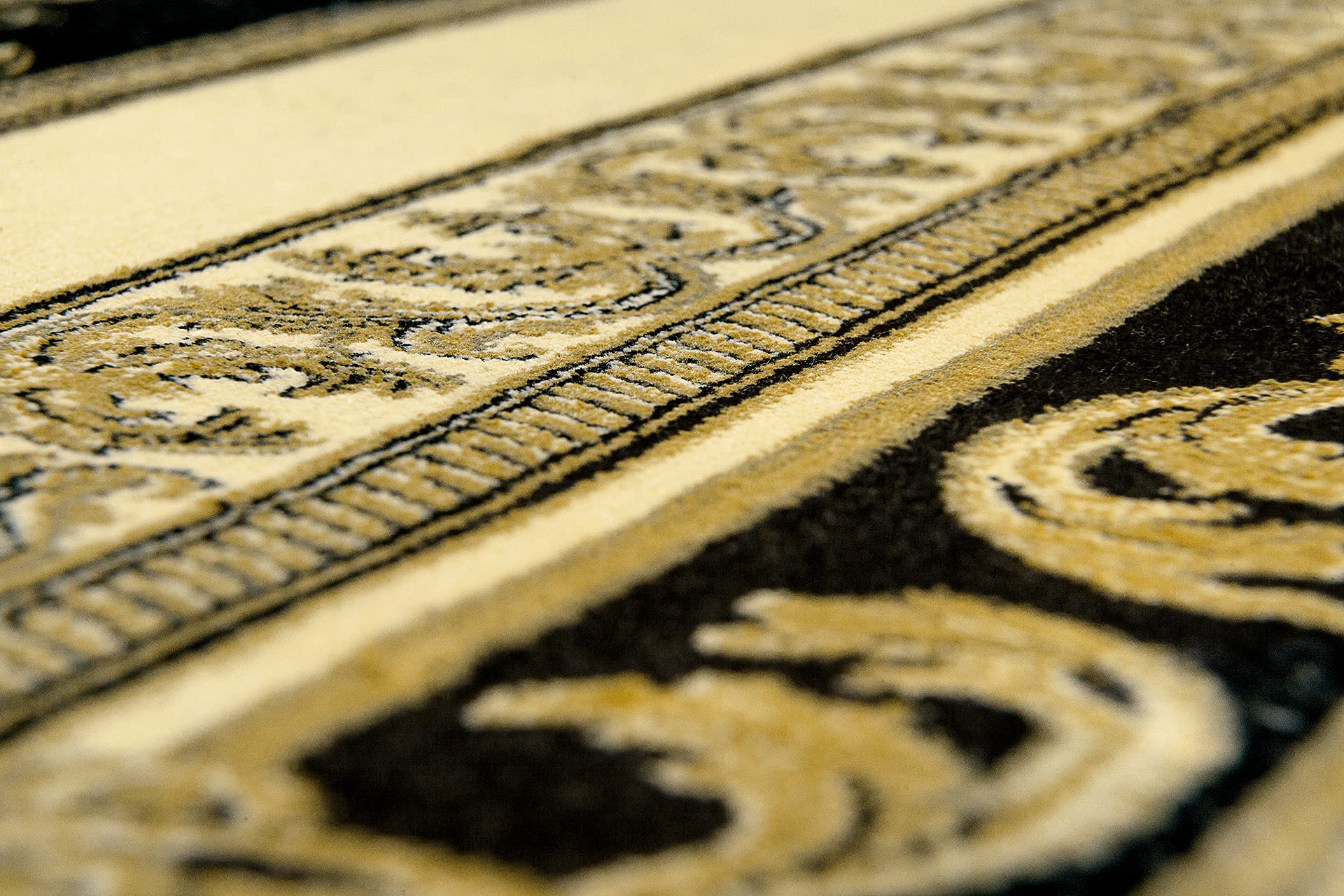 Alfombra prémium Mäander Pegasus de 100% Viscosa, diseño Meander Medusa, en Diferentes tamaños 649 (Negro/Beige, 80 x 400 cm)