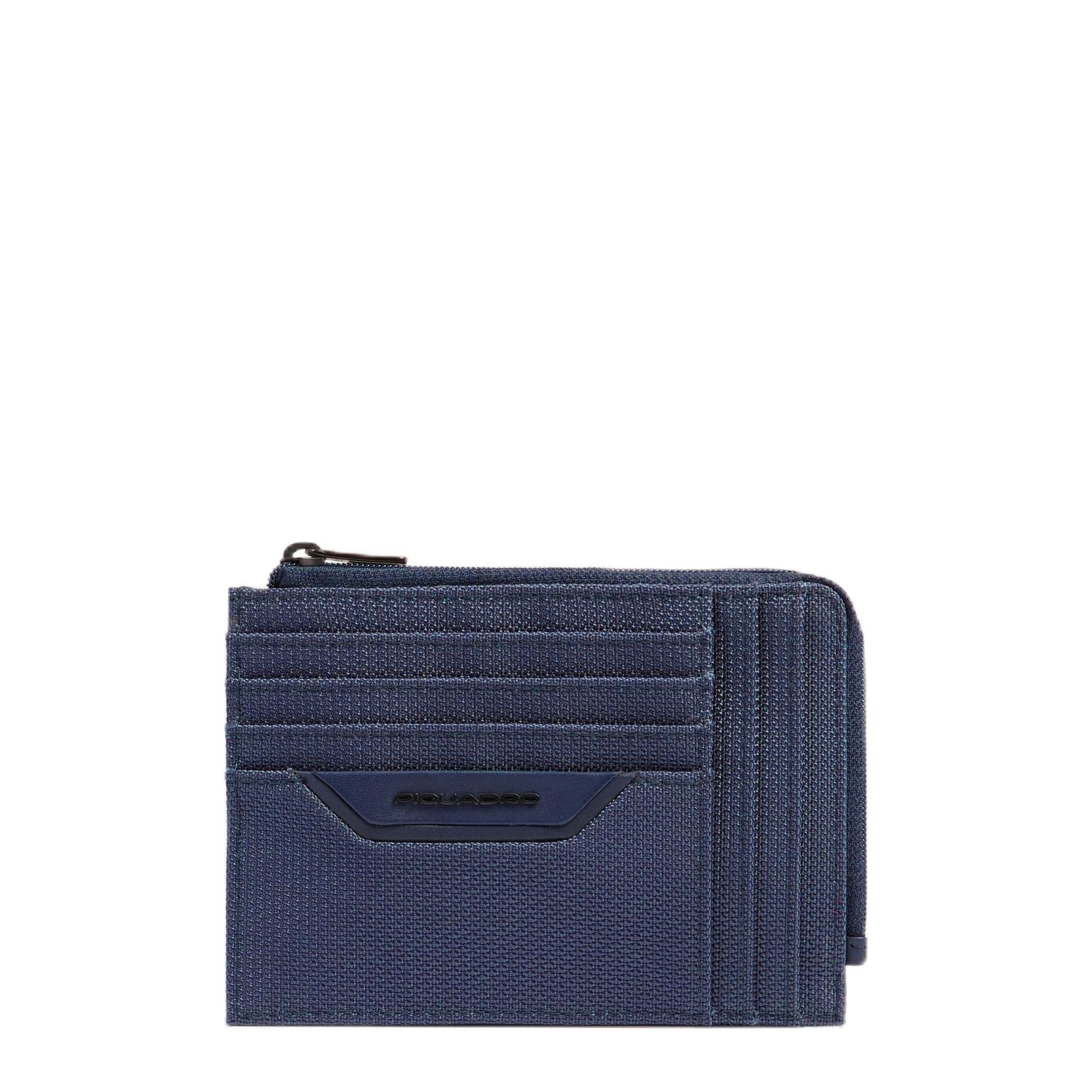 Piquadro – Carteras de Tela reciclada para Hombre – 8 portatarjetas, Monedero, RFID – Sostenible – Azul