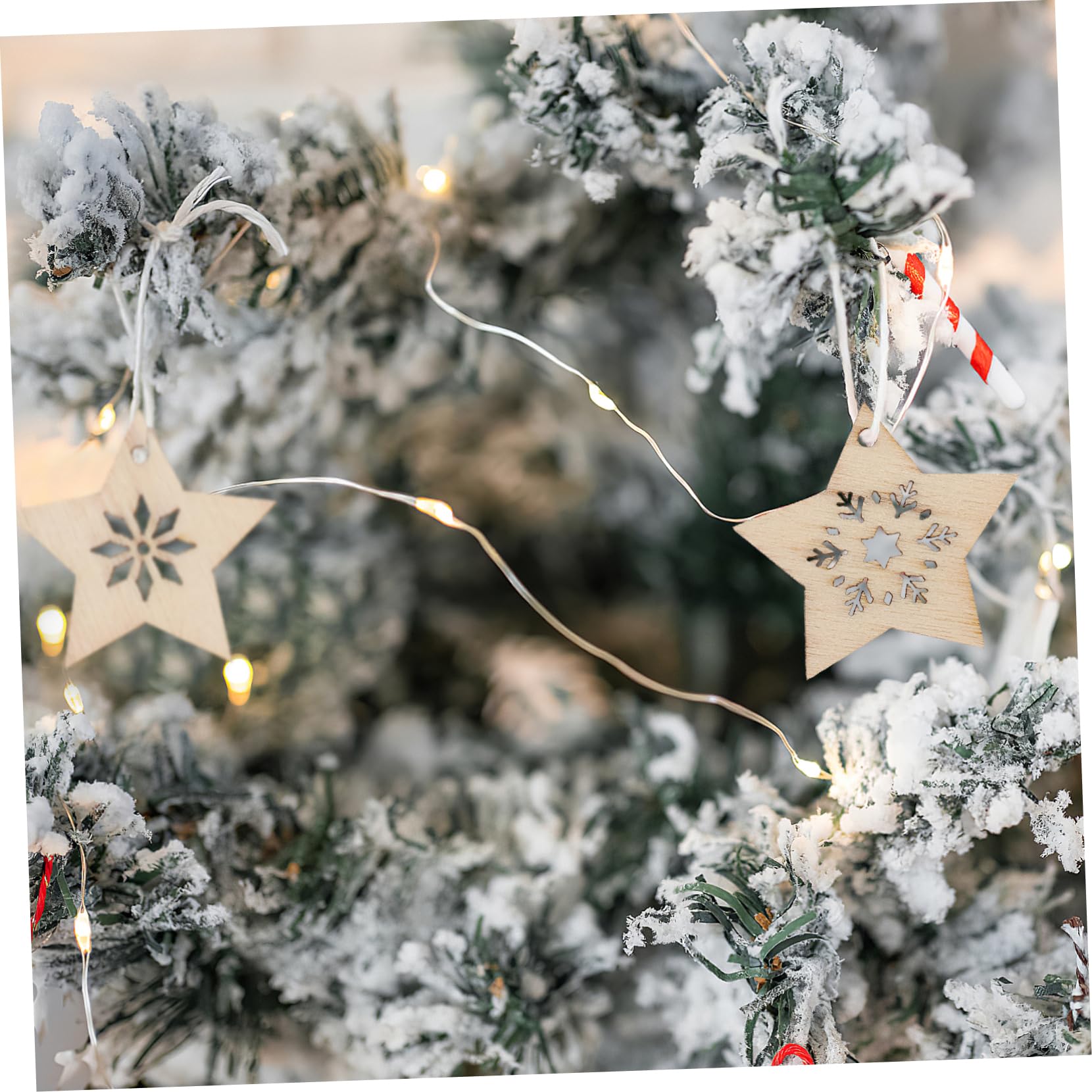 ARTIBETTER 100 Piezas Adornos Colgantes de Madera Forma de para Decoración Navideña DIY Decoración Hogar y Árbol de Navidad