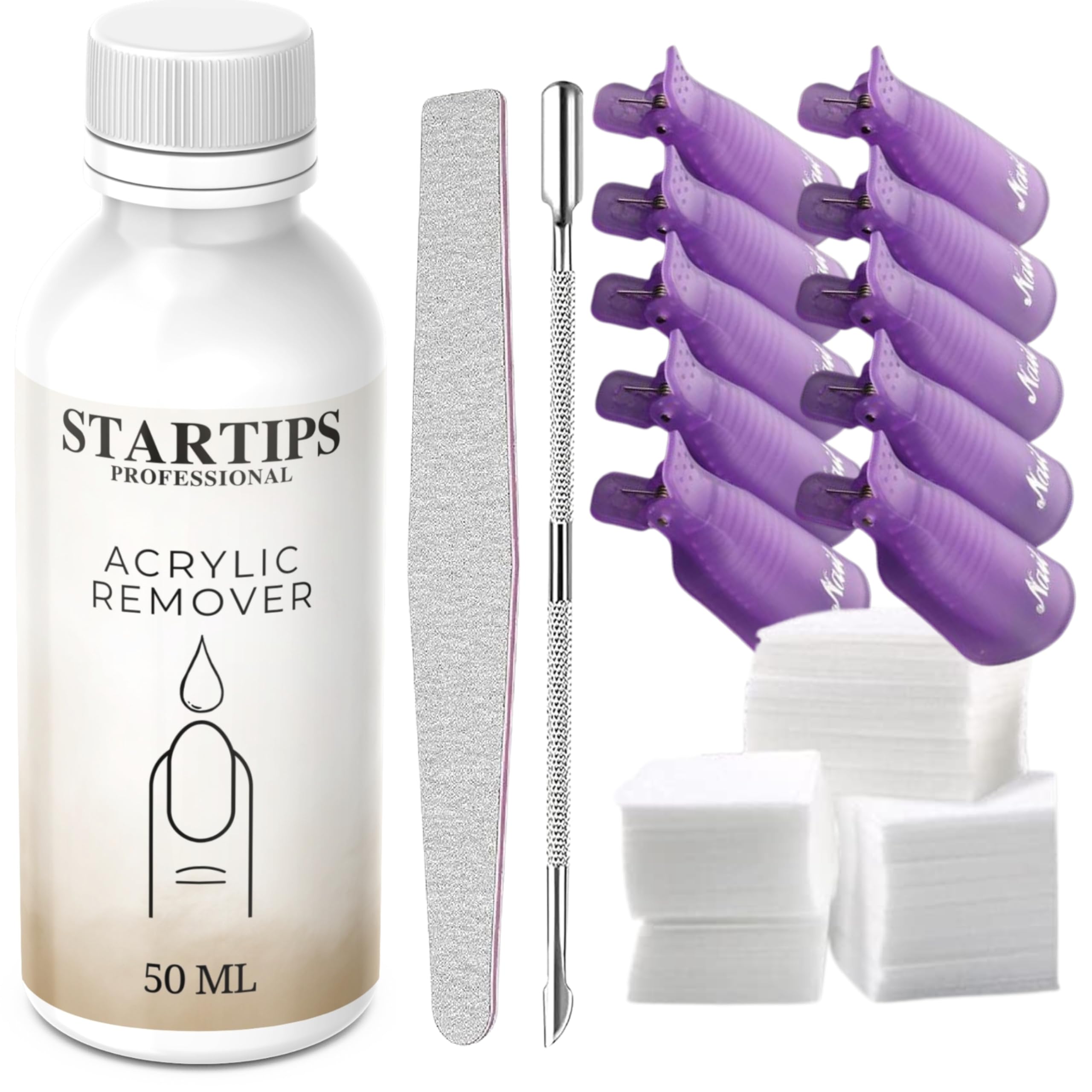 STARTIPS Acrylic Nail Dissolver Kit | Complete Soak-Off Remover Set for Artificial Nails & Tips | Manicure Removal Kit