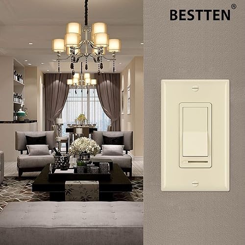 Vista 31 de BESTTEN Paquete de 2 interruptores de luz reguladora, control de iluminación universal, un solo polo o 3 vías, compatible con lámpara LED regulable