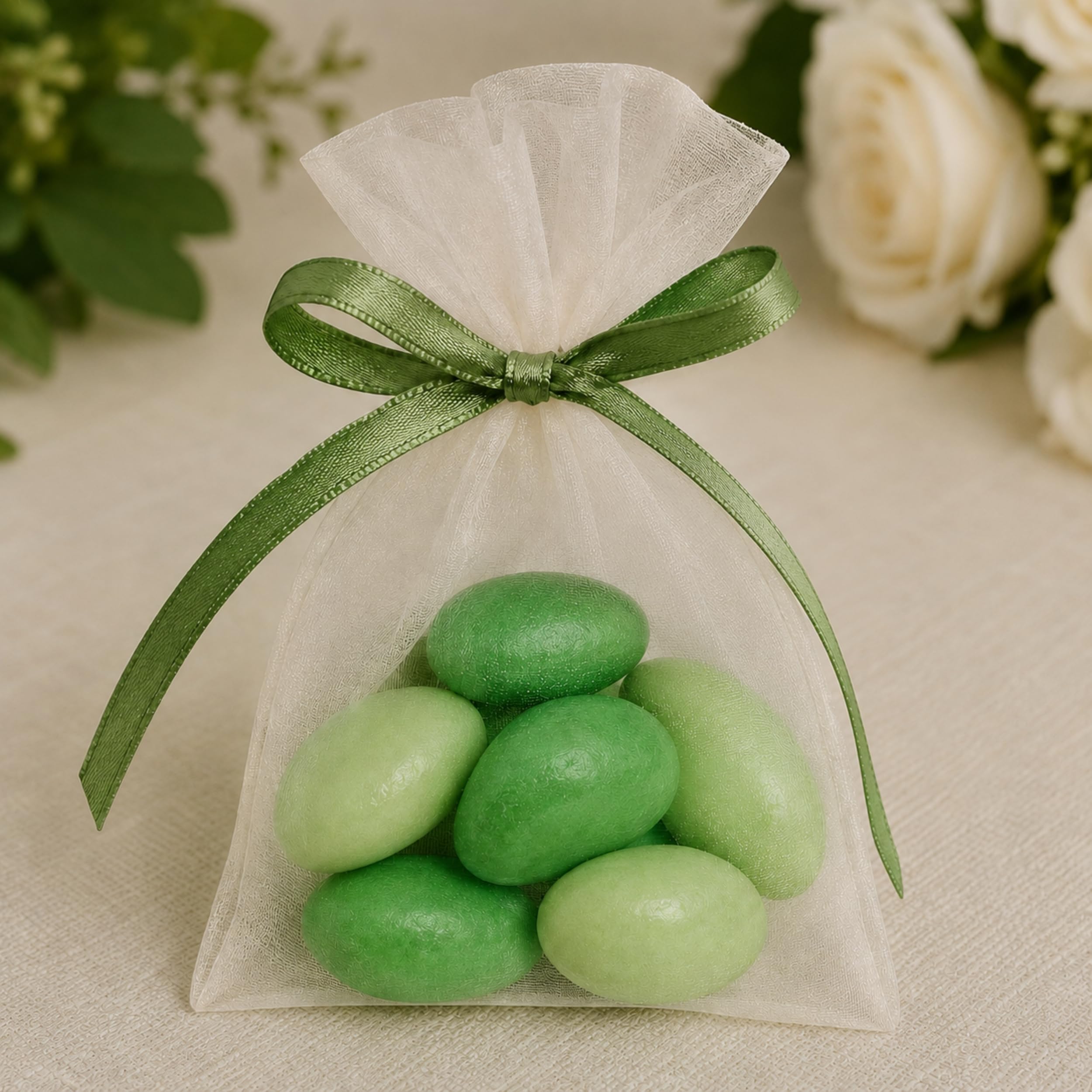 EinsSein 1kg Dragees amandes au chocolat Mélange de saveurs Mix vert brillant | ca. 160 pièce Dragées Mariage Baptême Communion Célébrer Fête Candybar | cadeaux d’invités | Amandes | Badem sekeri