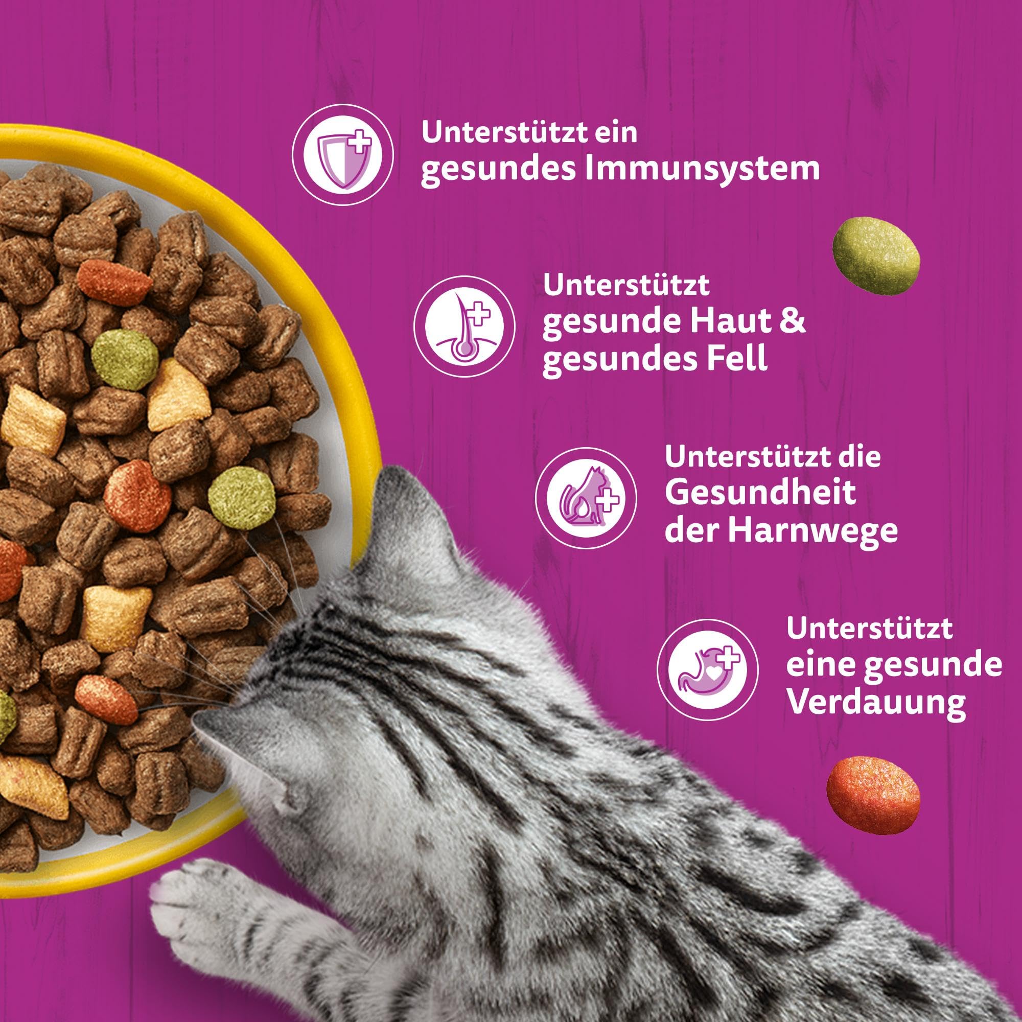 WHISKAS Trockenfutter für ausgewachsene Katzen 7kg mit Huhn