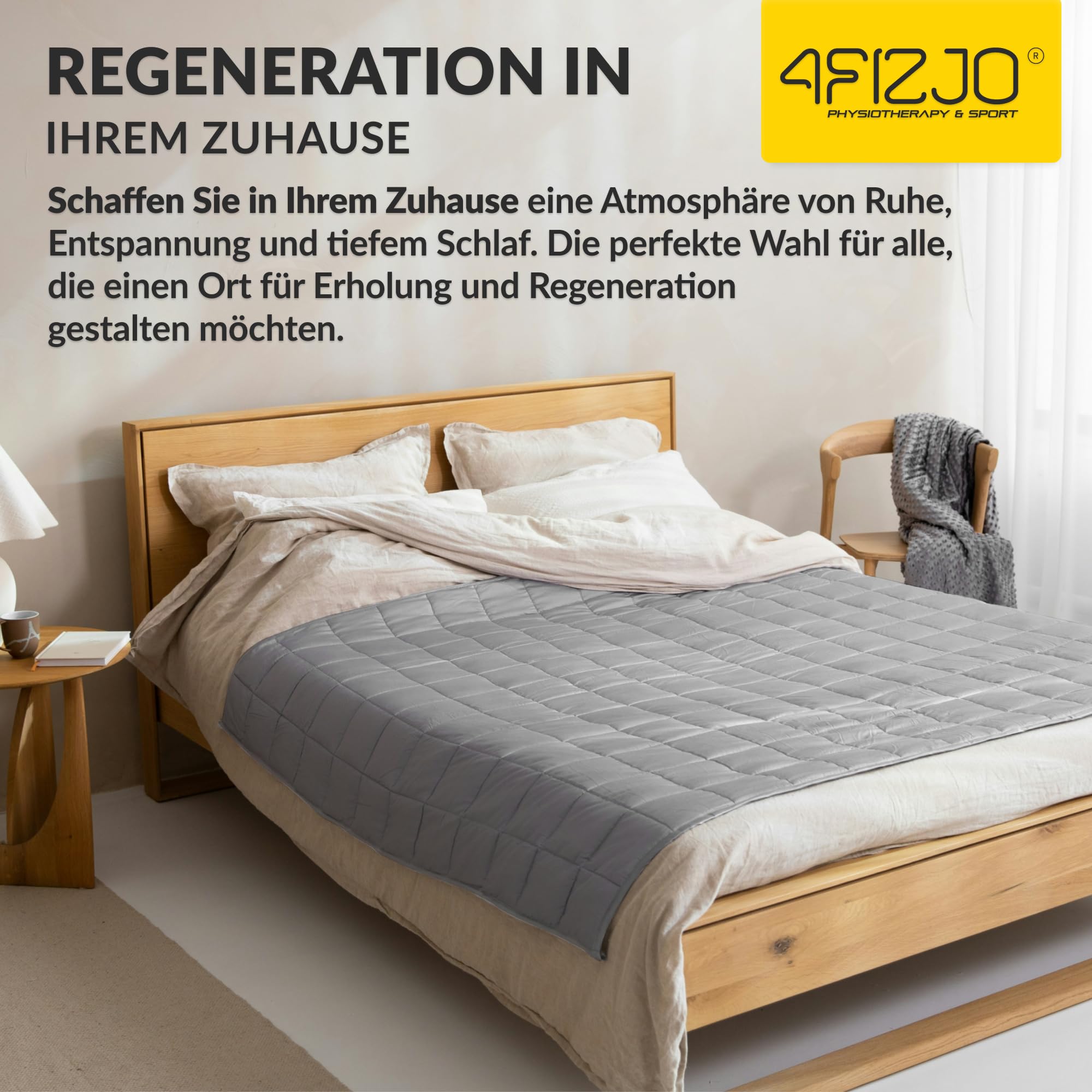 4FIZJO Gewichtsdecke 150x200 8 kg, Anti Stress Therapiedecke, Schwere Decke aus 7 Schichten, Decke für tiefen Schlaf und bessere Erholung, Weighted Blanket, Für Männer & Frauen von über 80 kg