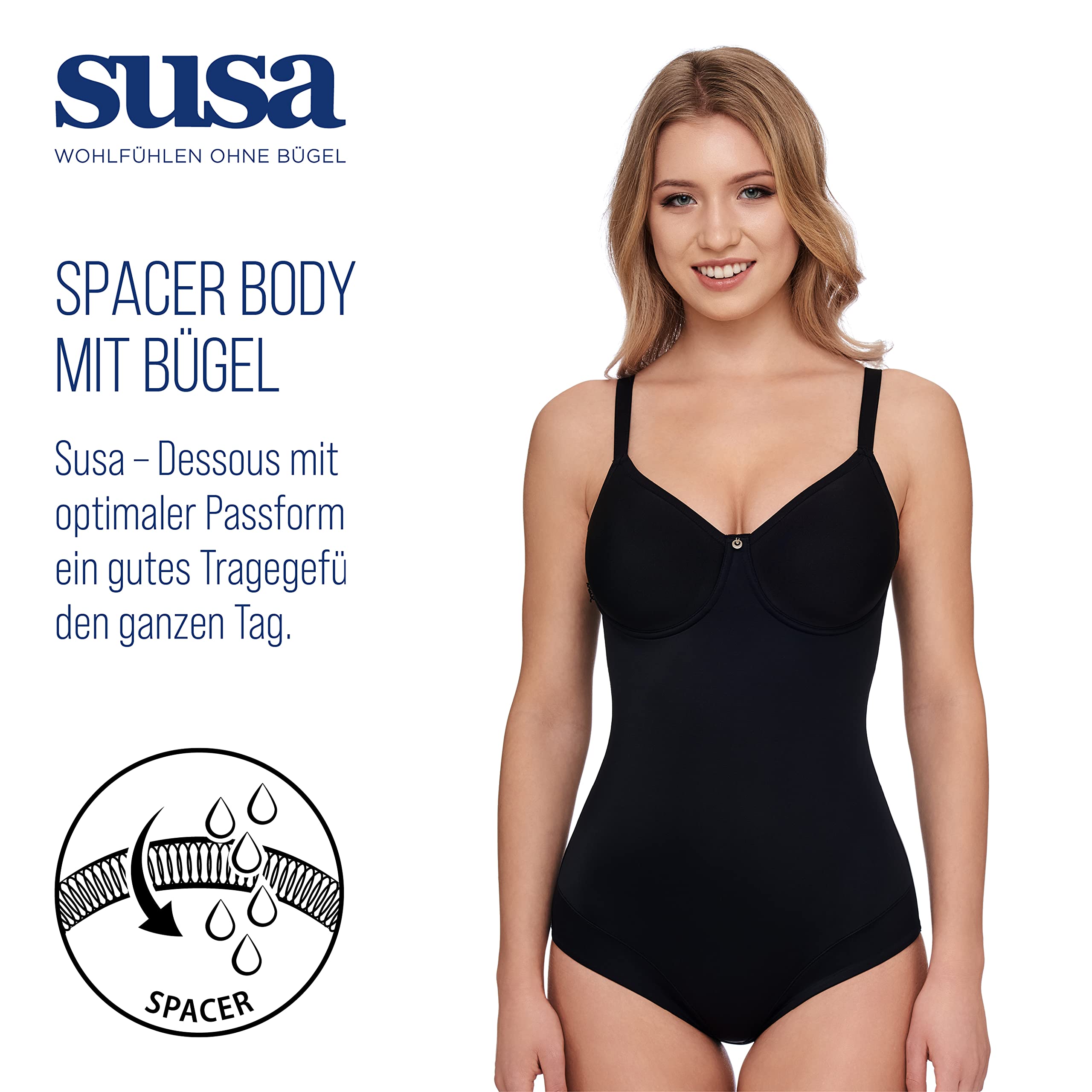 Susa Body damy Susa Damen Spacer-Body mit Bügel Catania
